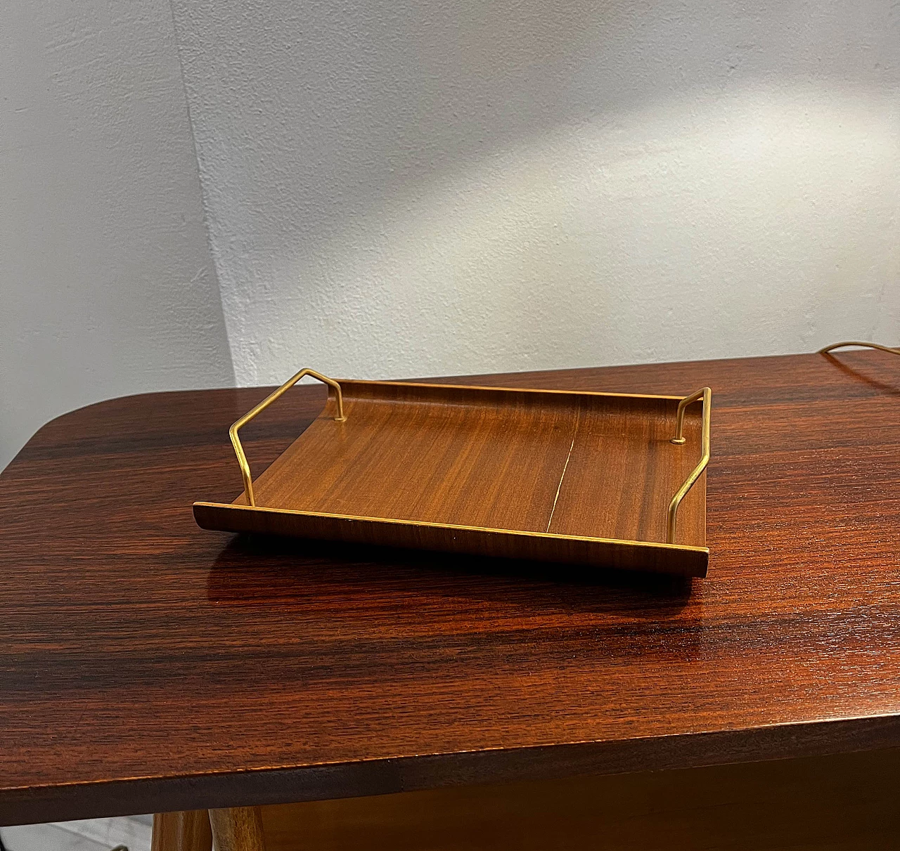 Teak and brass tray, 1960s 1