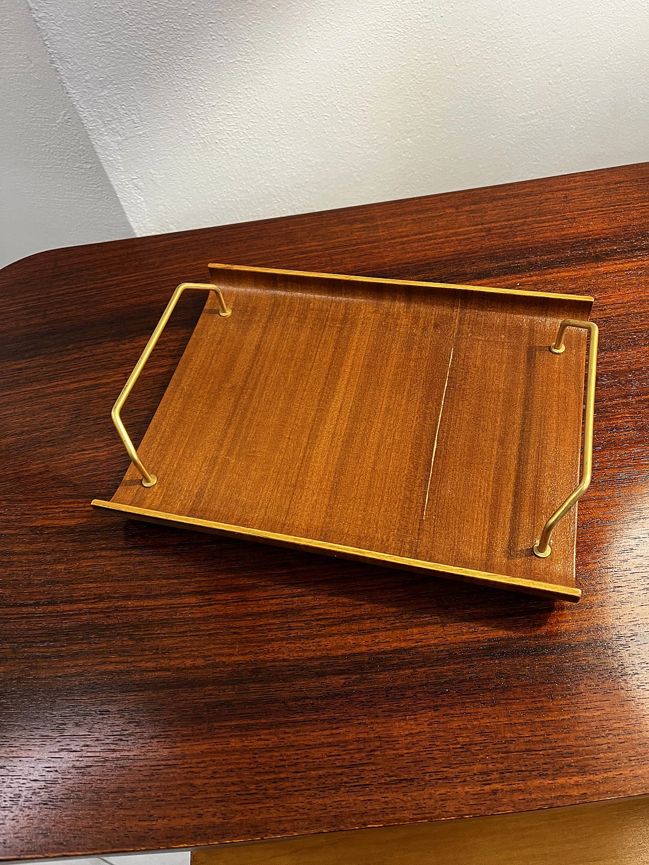 Teak and brass tray, 1960s 2