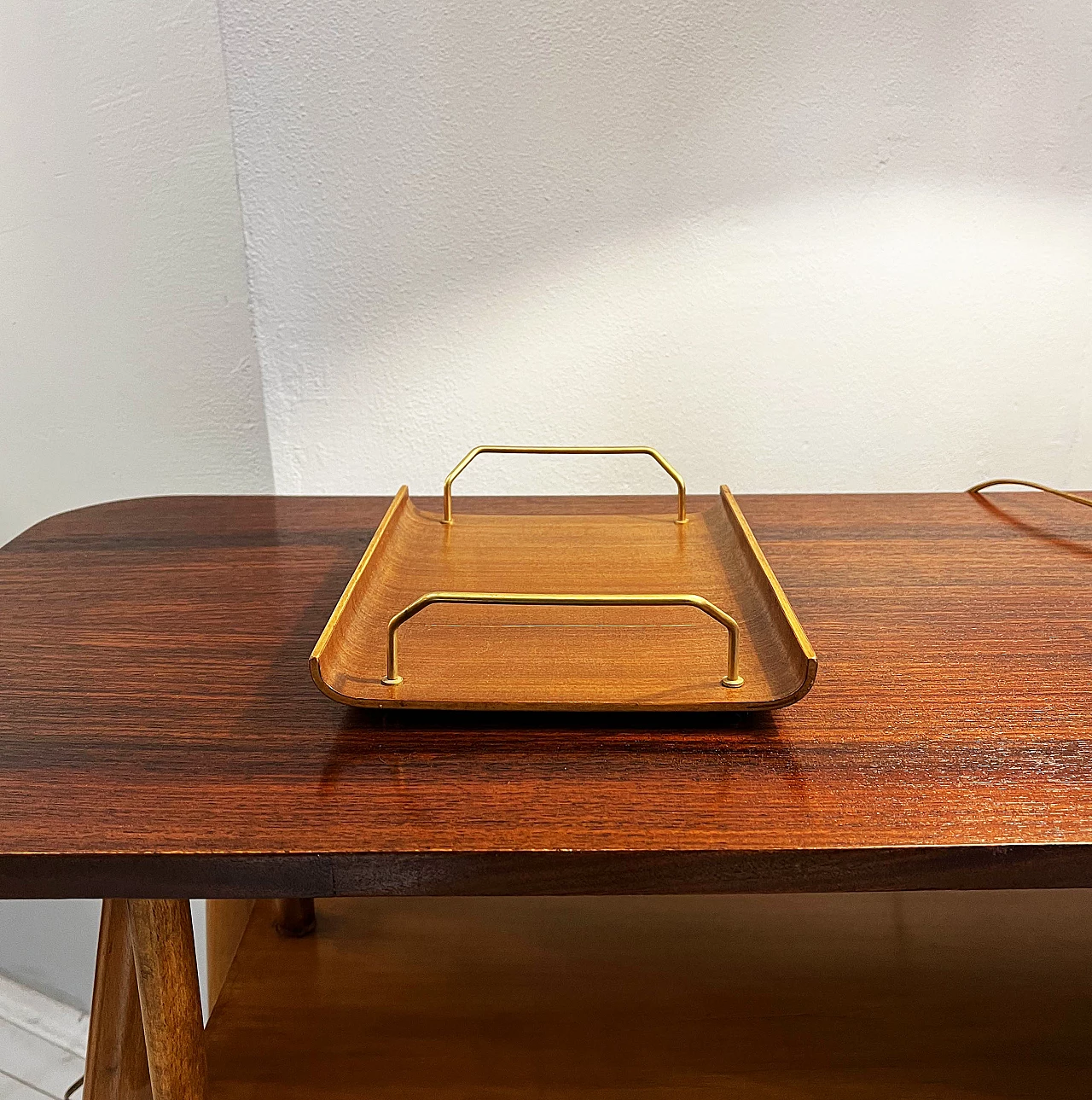 Teak and brass tray, 1960s 4
