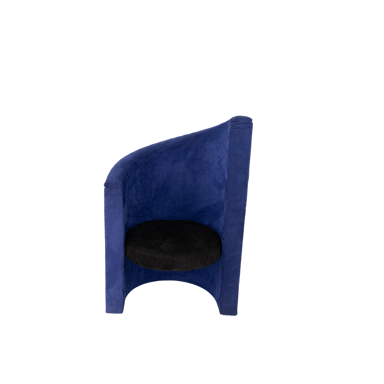 Blue and black velvet armchair, 1970s 13