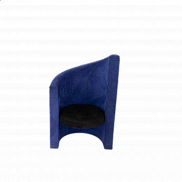 Blue and black velvet armchair, 1970s