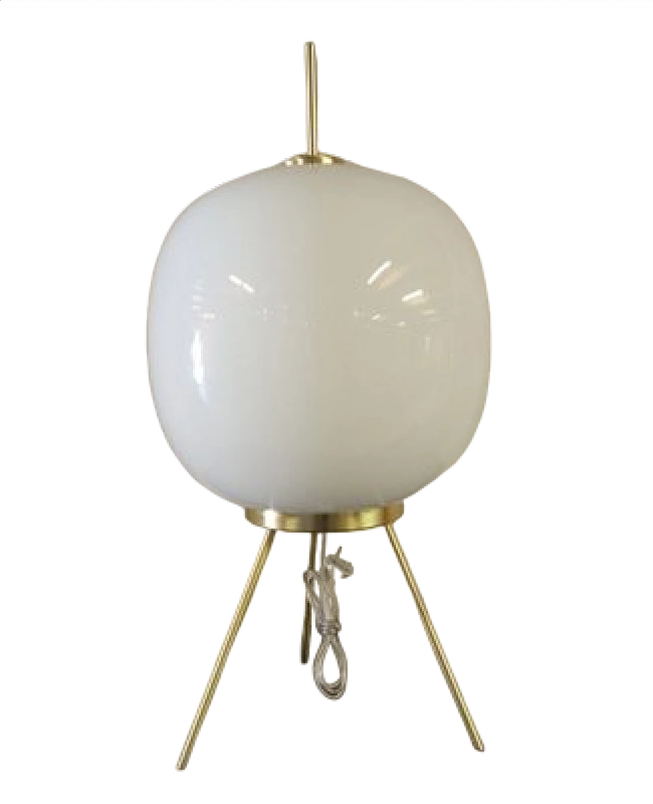 Lampada da tavolo in vetro di Murano bianco con struttura in metallo, anni '70 14