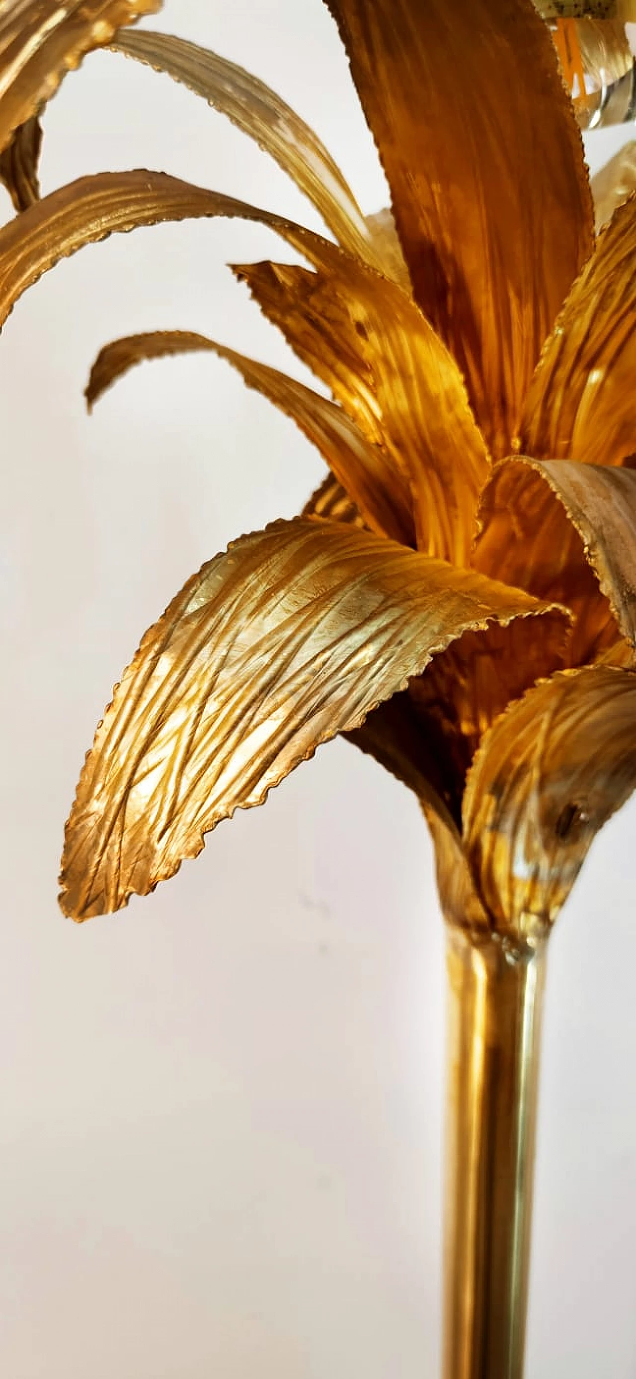 Brass palm tree-shaped floor lamp with cobra, 1970s 7