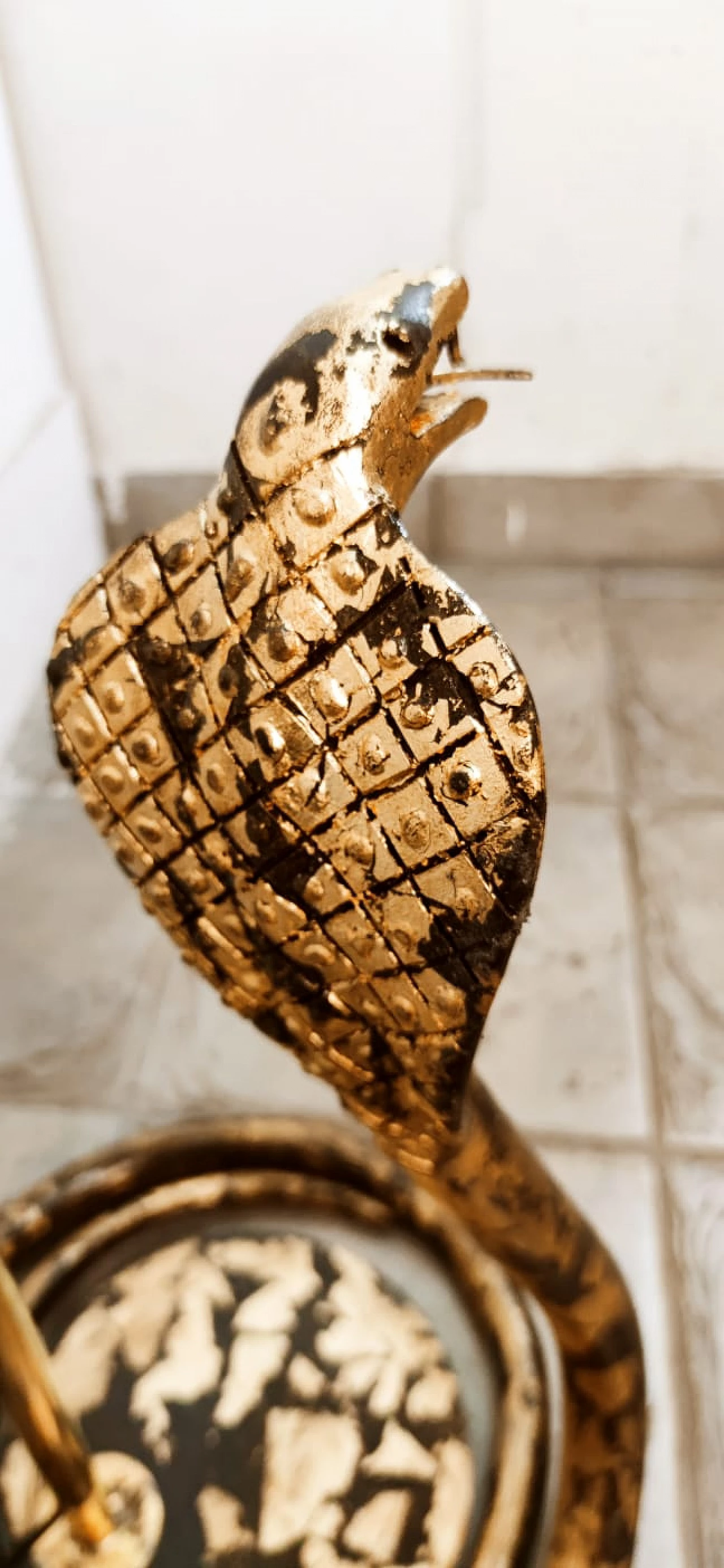 Brass palm tree-shaped floor lamp with cobra, 1970s 11