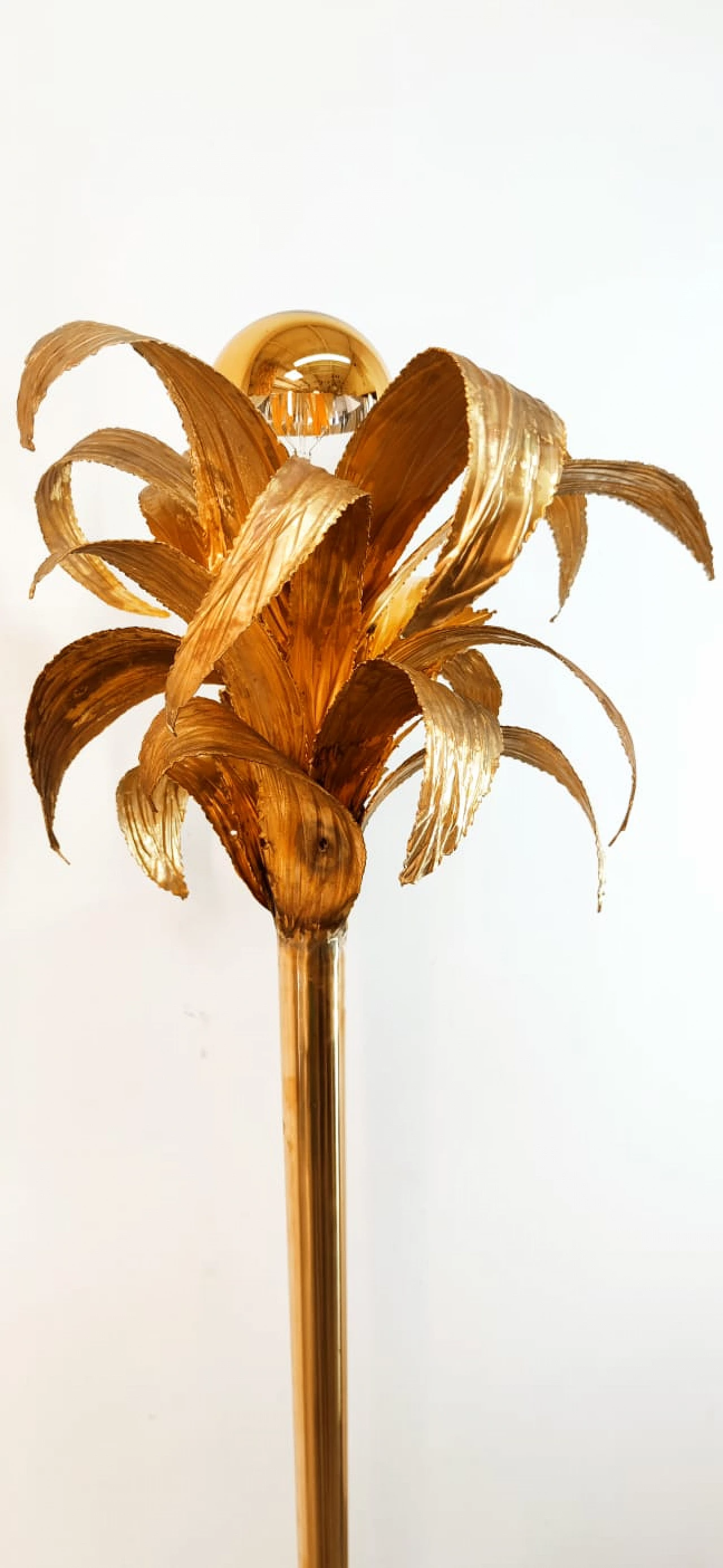 Brass palm tree-shaped floor lamp with cobra, 1970s 15