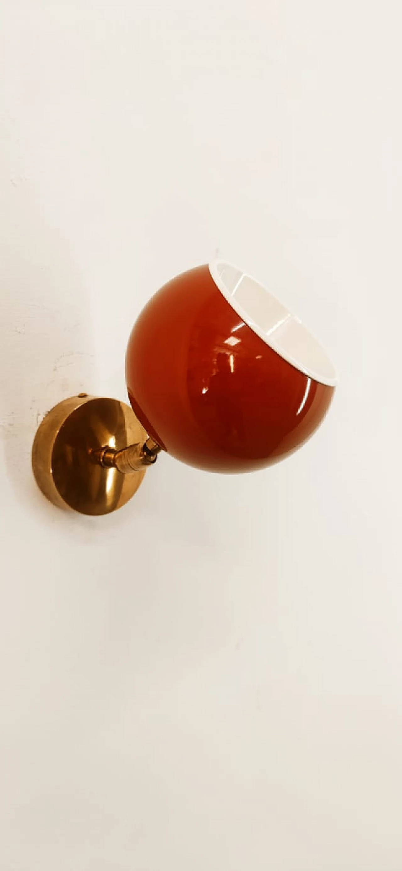 Applique regolabile in ottone e metallo rosso, anni '70 8