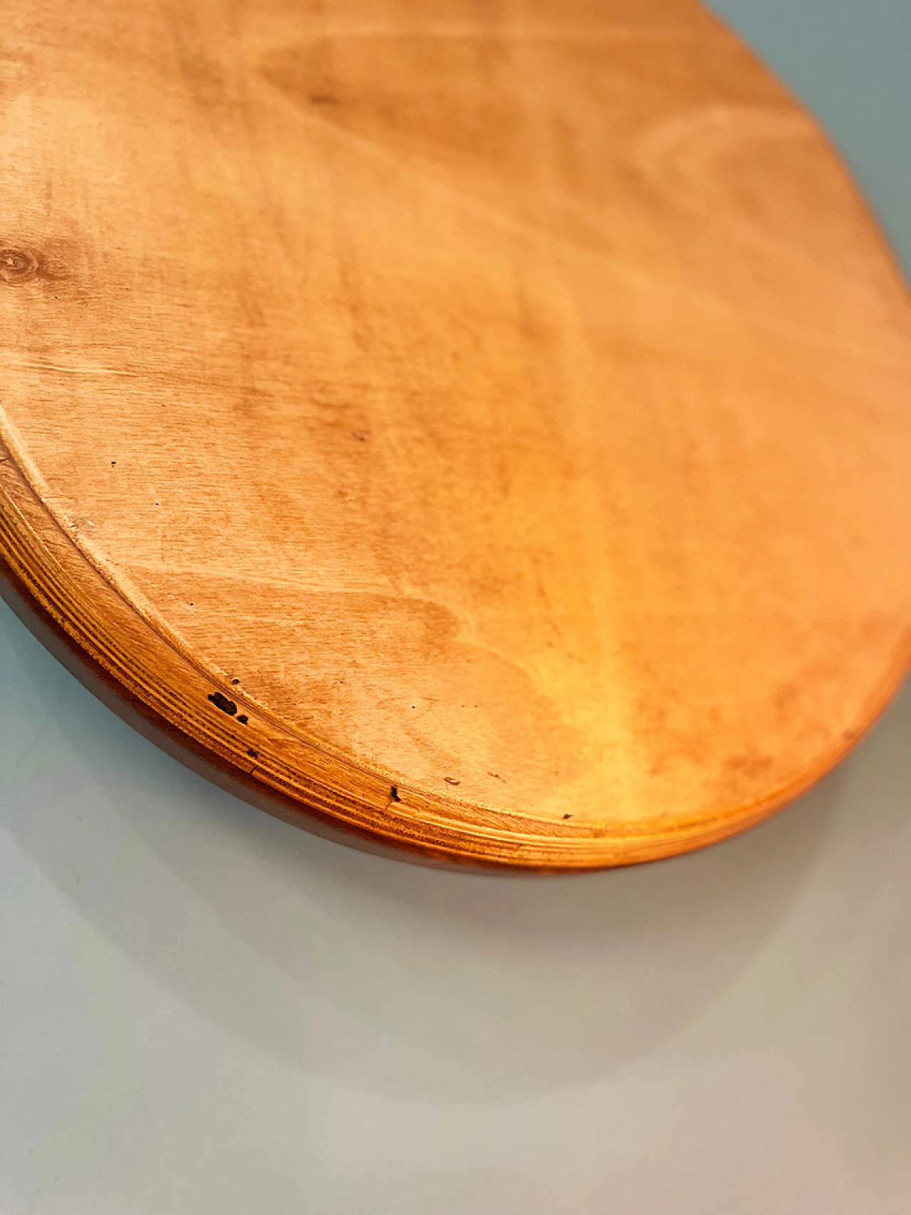 Round two-tone wood wall mirror, 1960s 5