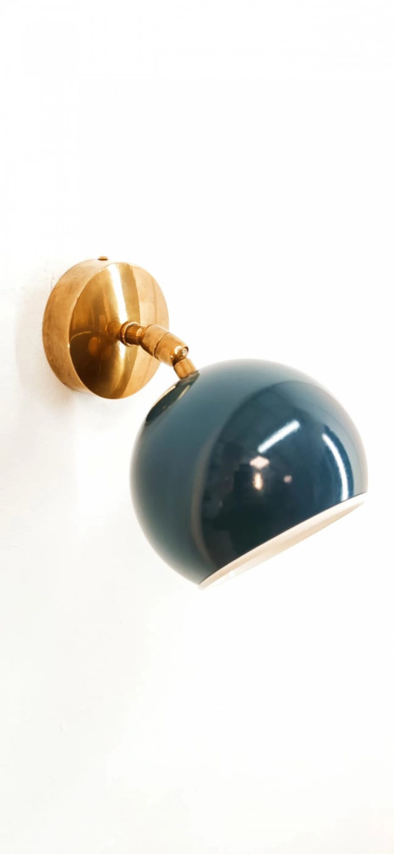 Brass and blue metal adjustable wall light, 1970s 2