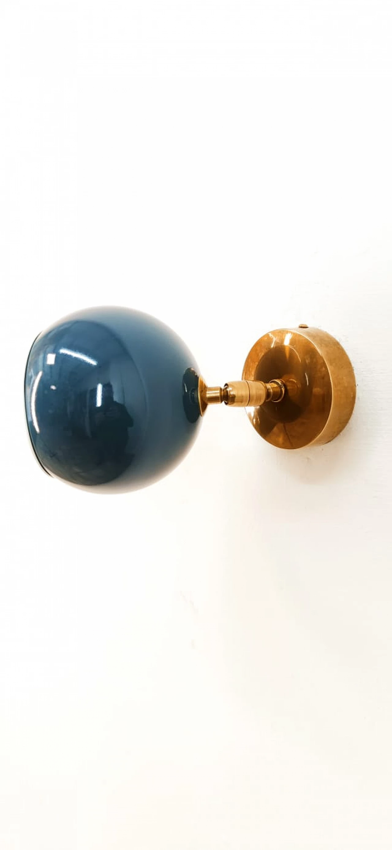 Brass and blue metal adjustable wall light, 1970s 4