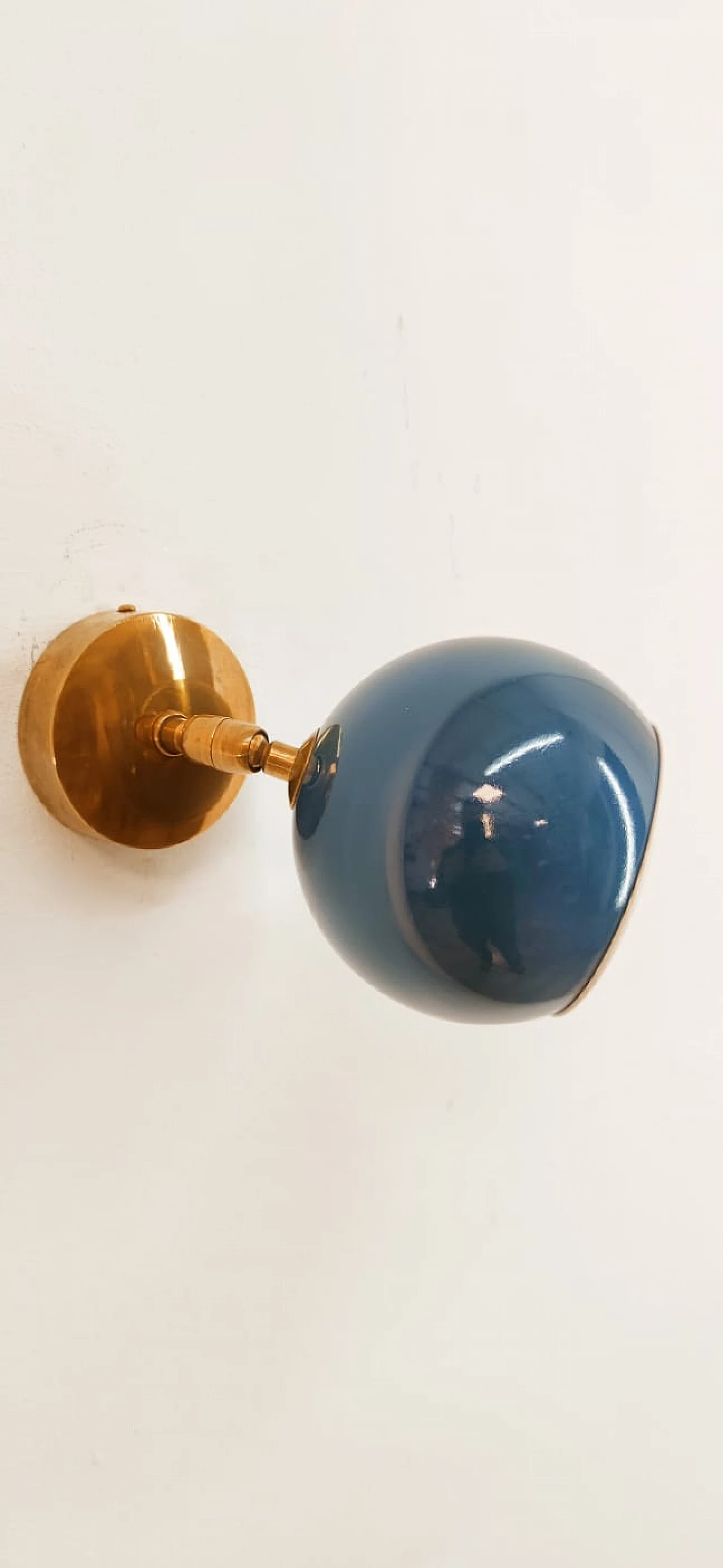 Brass and blue metal adjustable wall light, 1970s 8