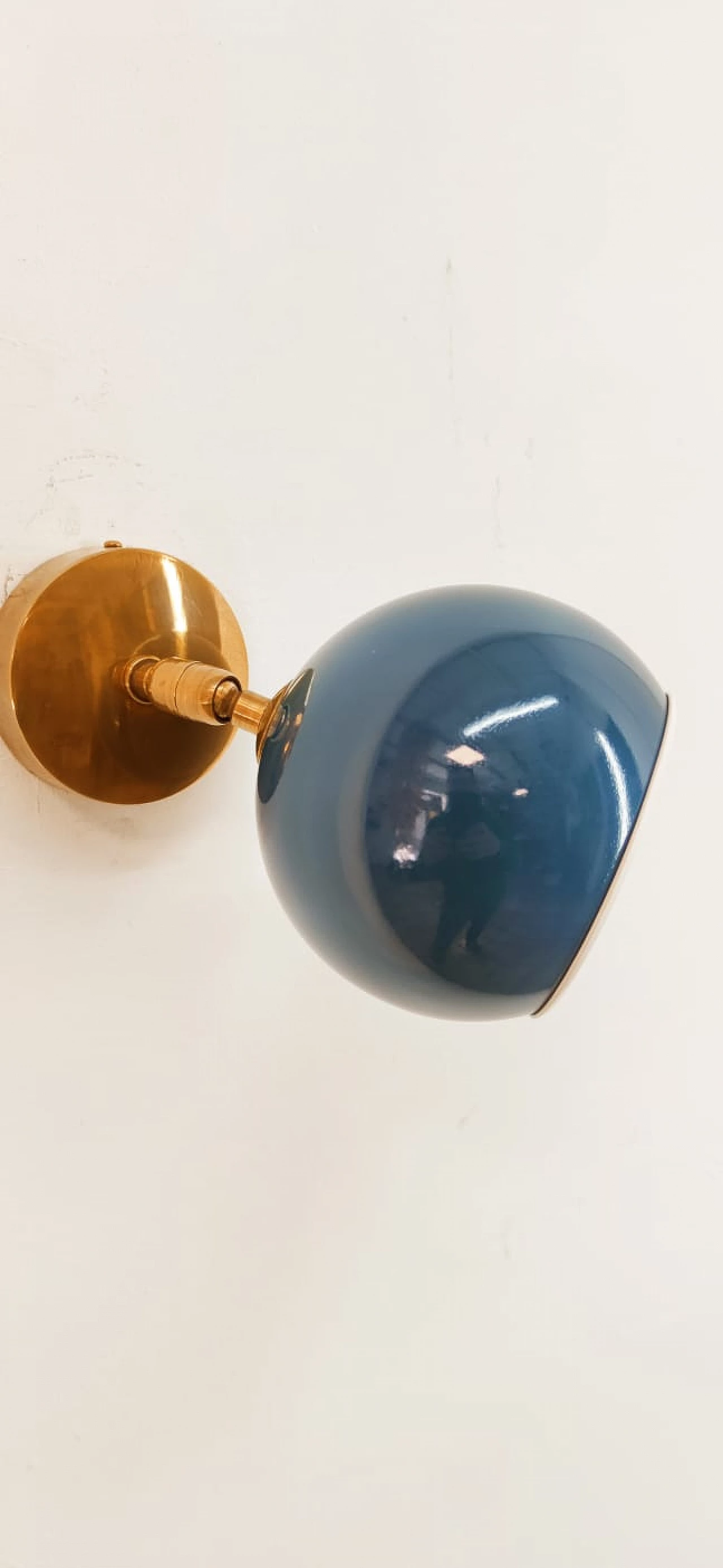 Brass and blue metal adjustable wall light, 1970s 9