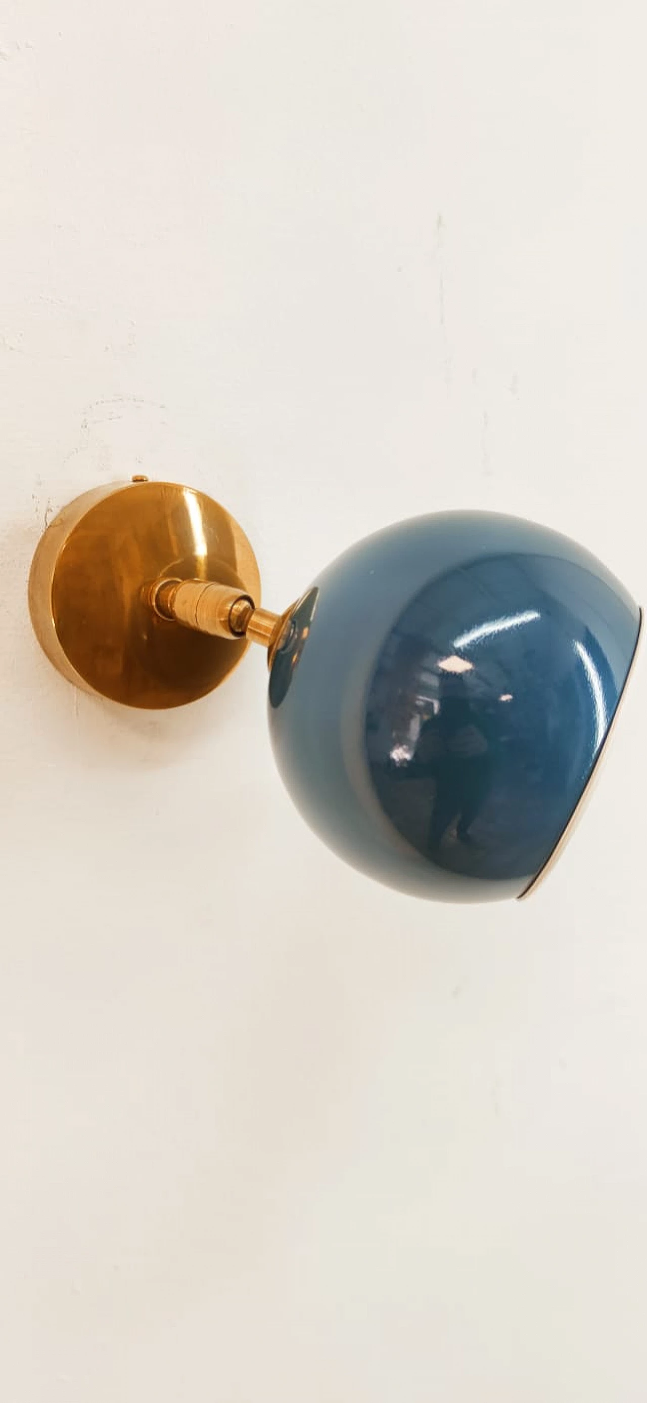 Brass and blue metal adjustable wall light, 1970s 10