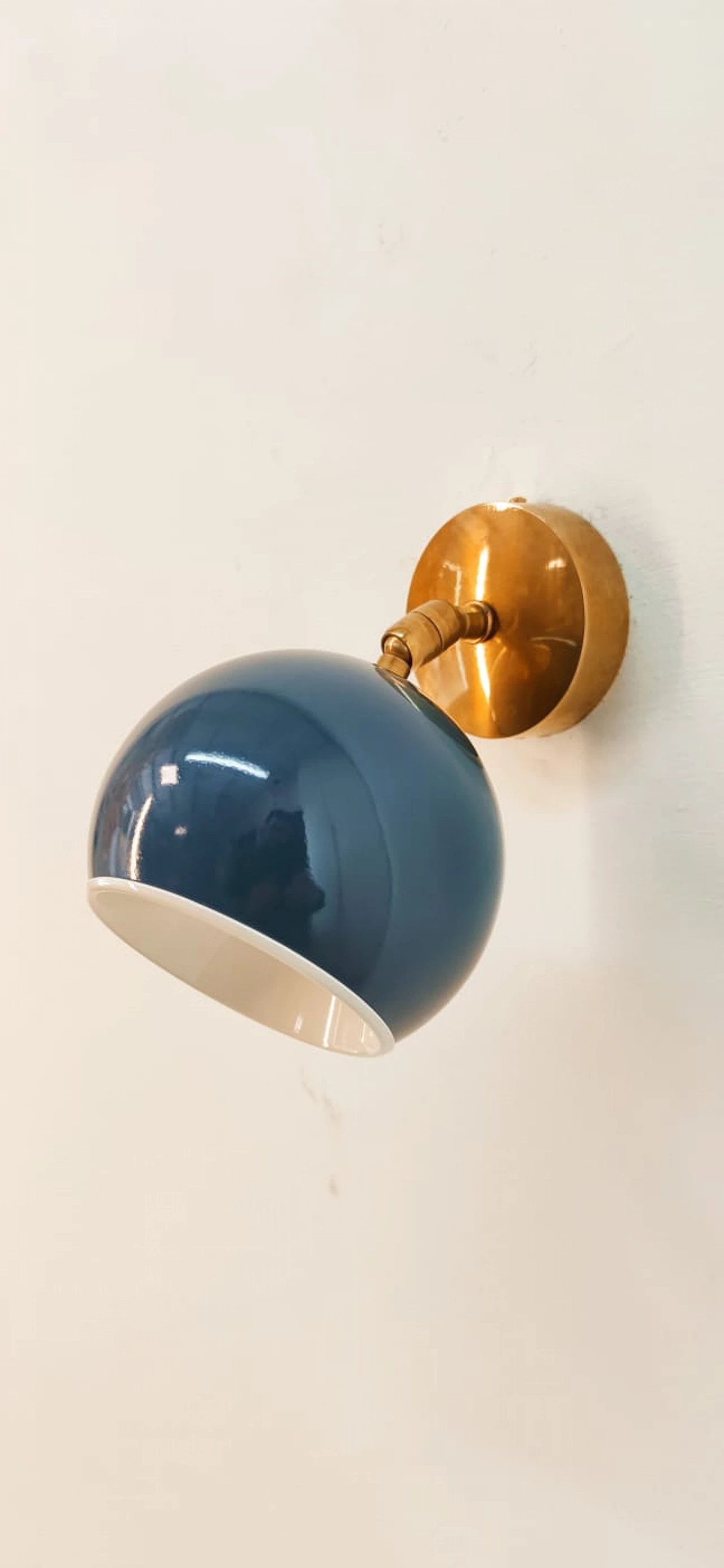 Brass and blue metal adjustable wall light, 1970s 11