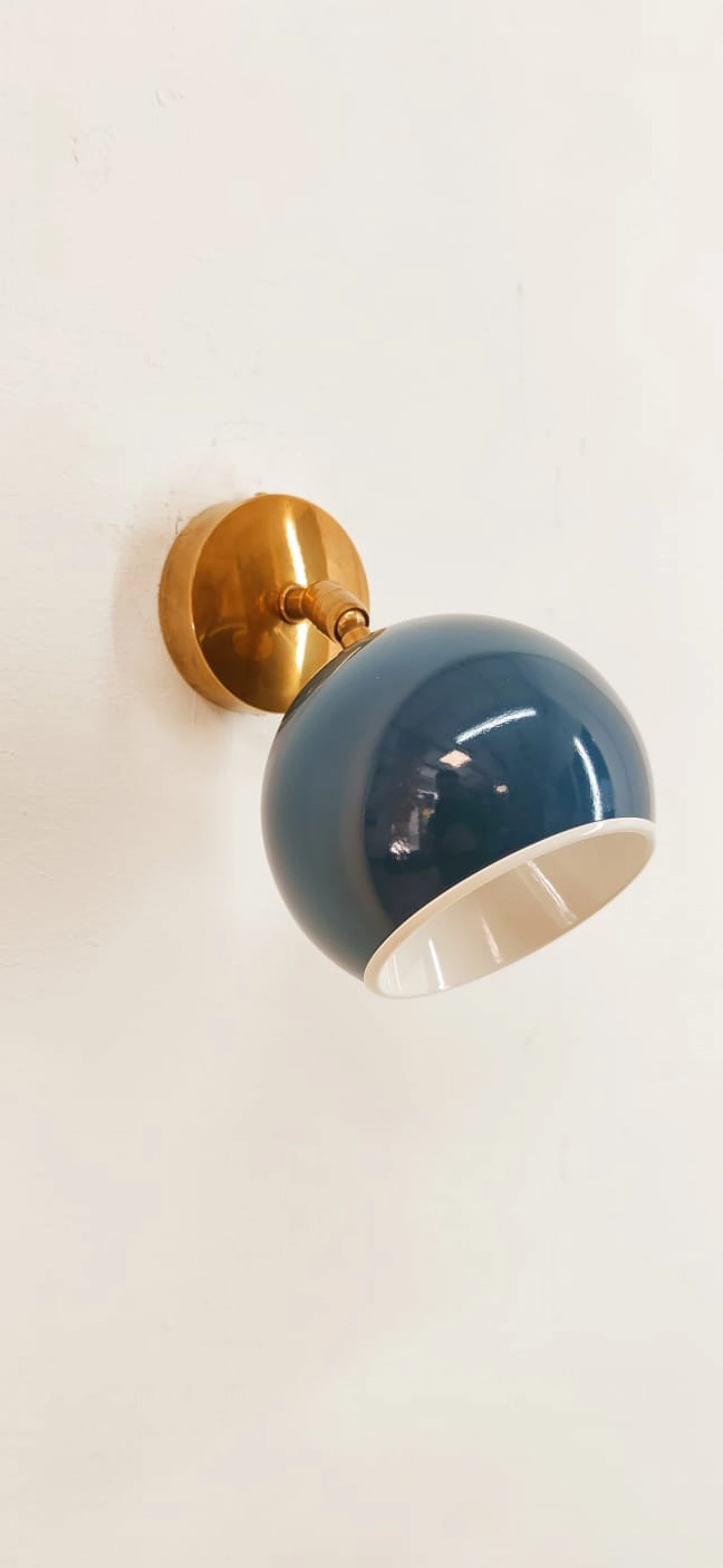 Brass and blue metal adjustable wall light, 1970s 12