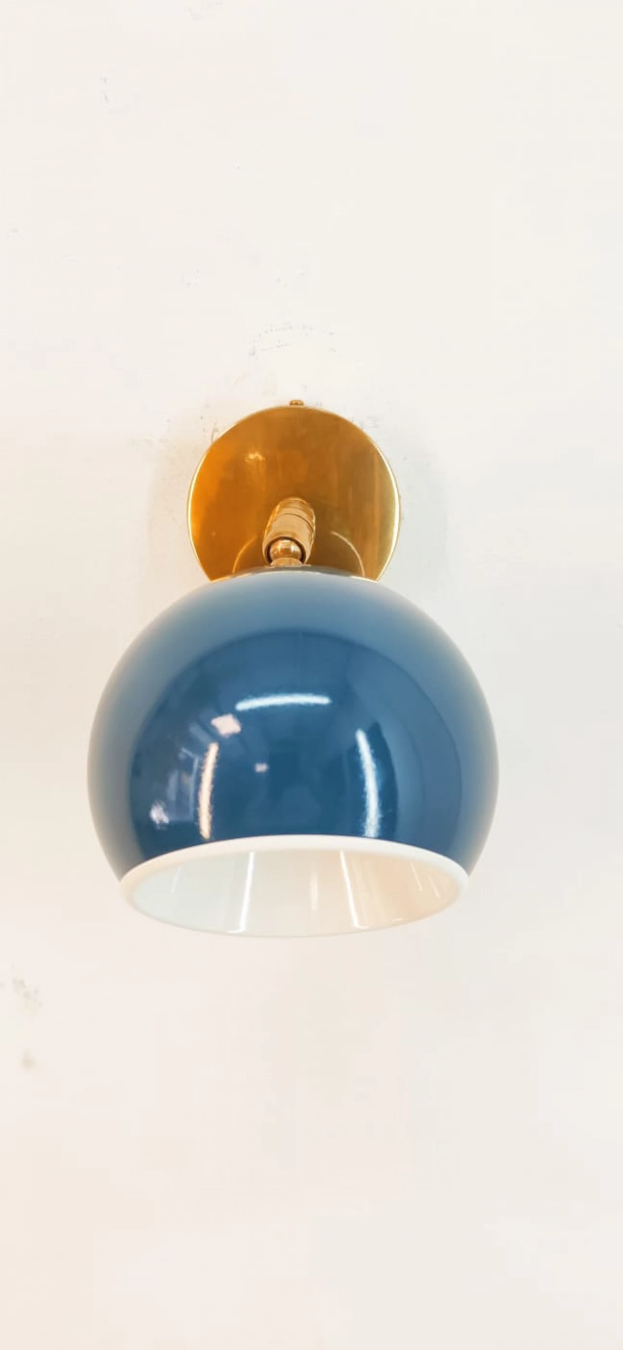 Brass and blue metal adjustable wall light, 1970s 13