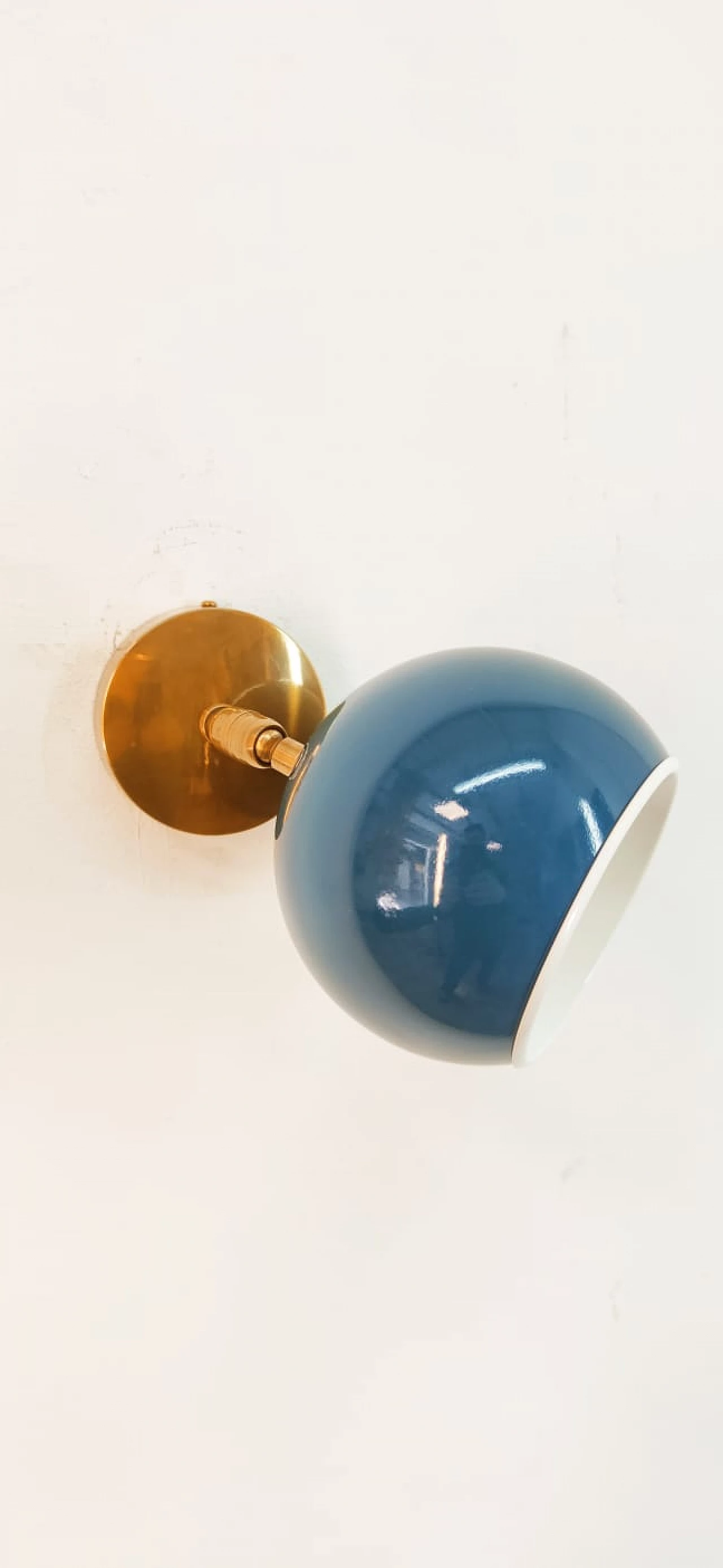Brass and blue metal adjustable wall light, 1970s 14