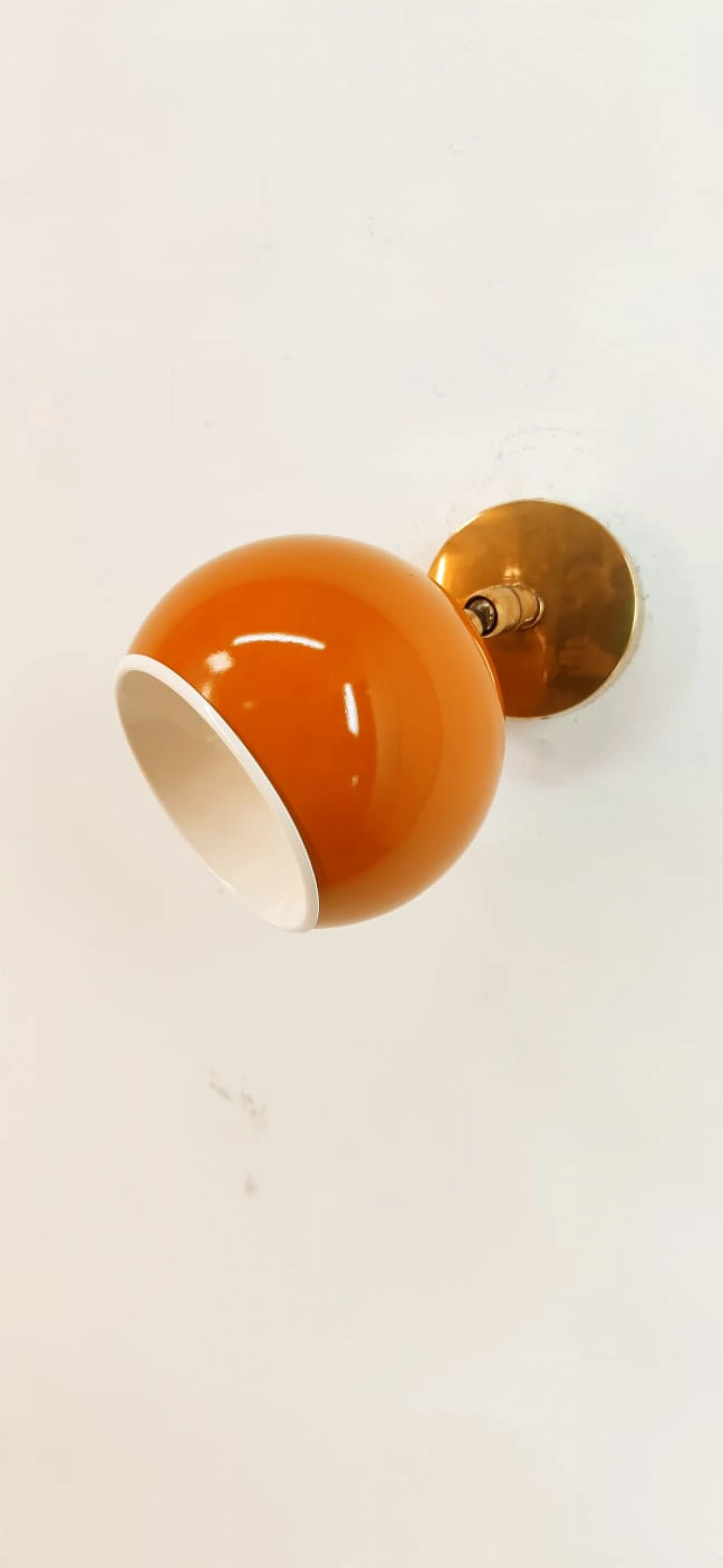 Brass and orange metal adjustable wall light, 1970s 4