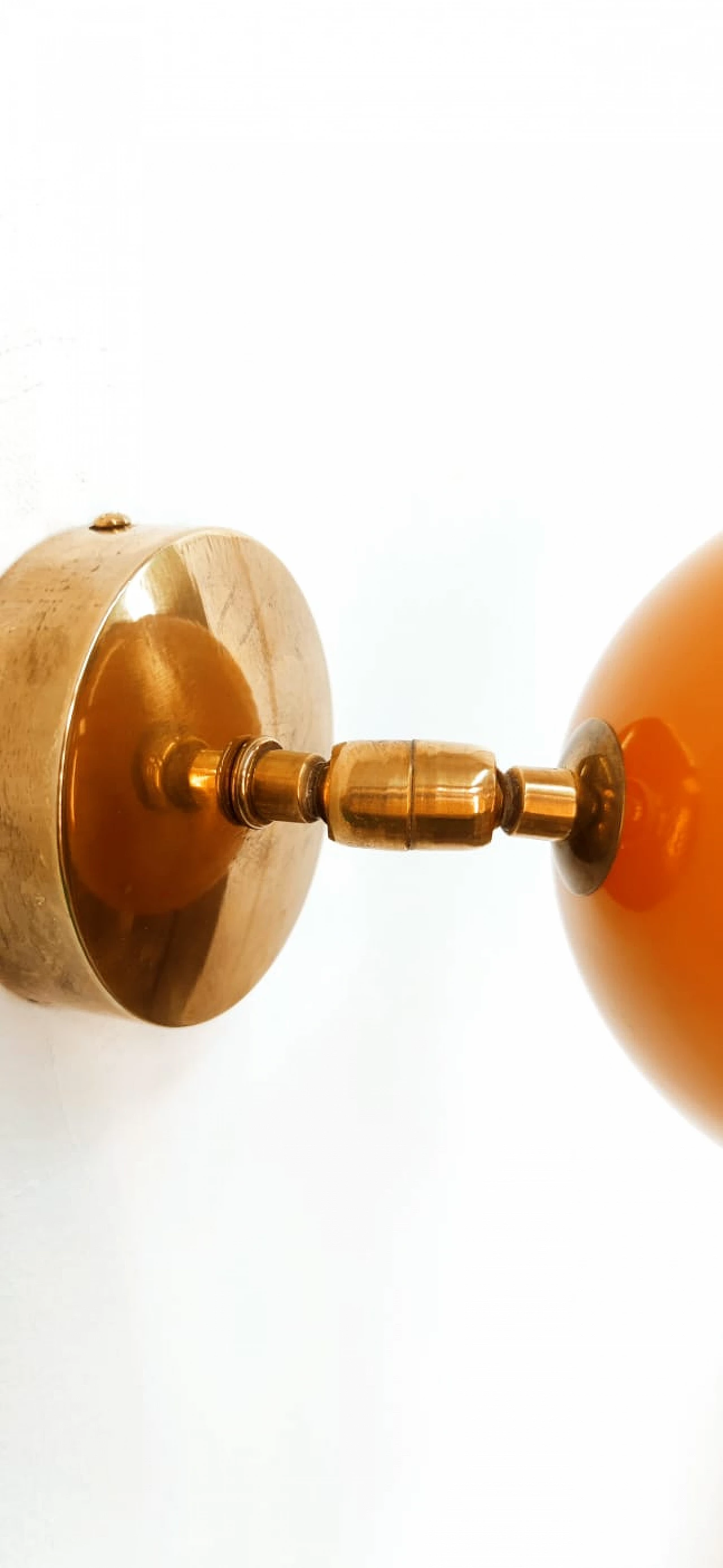 Brass and orange metal adjustable wall light, 1970s 5