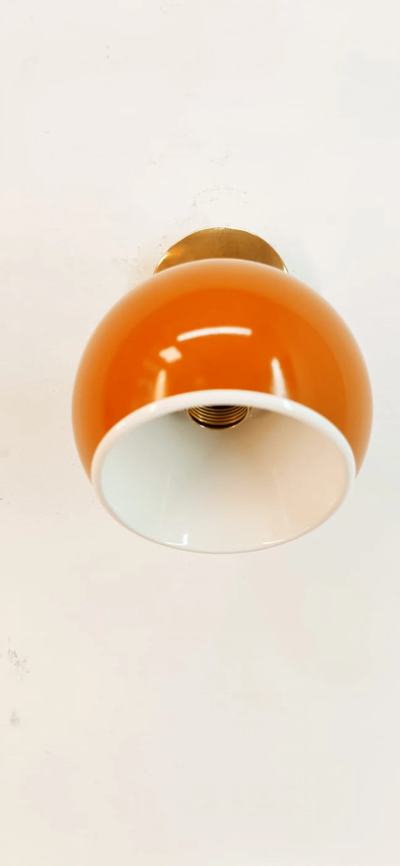 Brass and orange metal adjustable wall light, 1970s 10