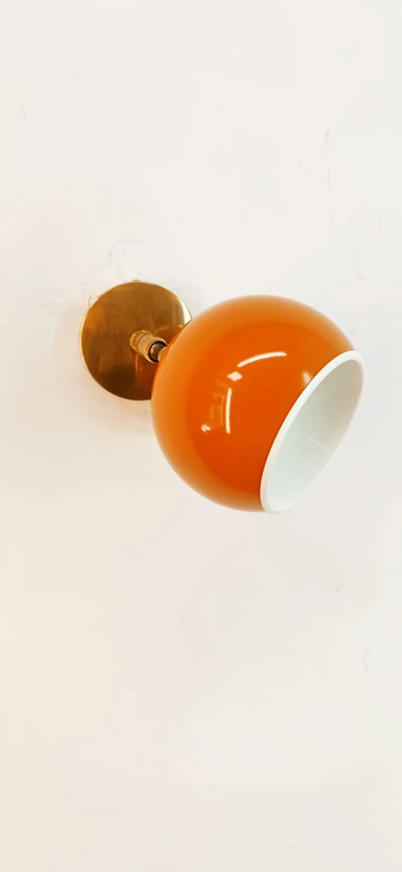 Brass and orange metal adjustable wall light, 1970s 11