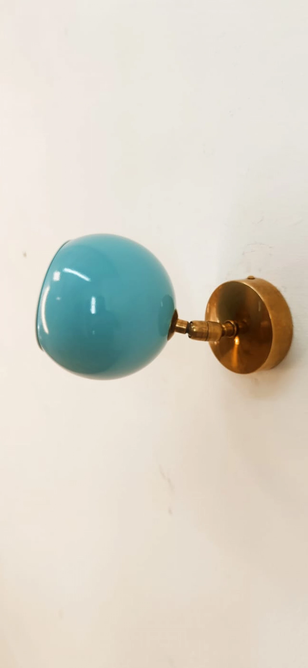 Brass and light blue metal adjustable wall light, 1970s 5