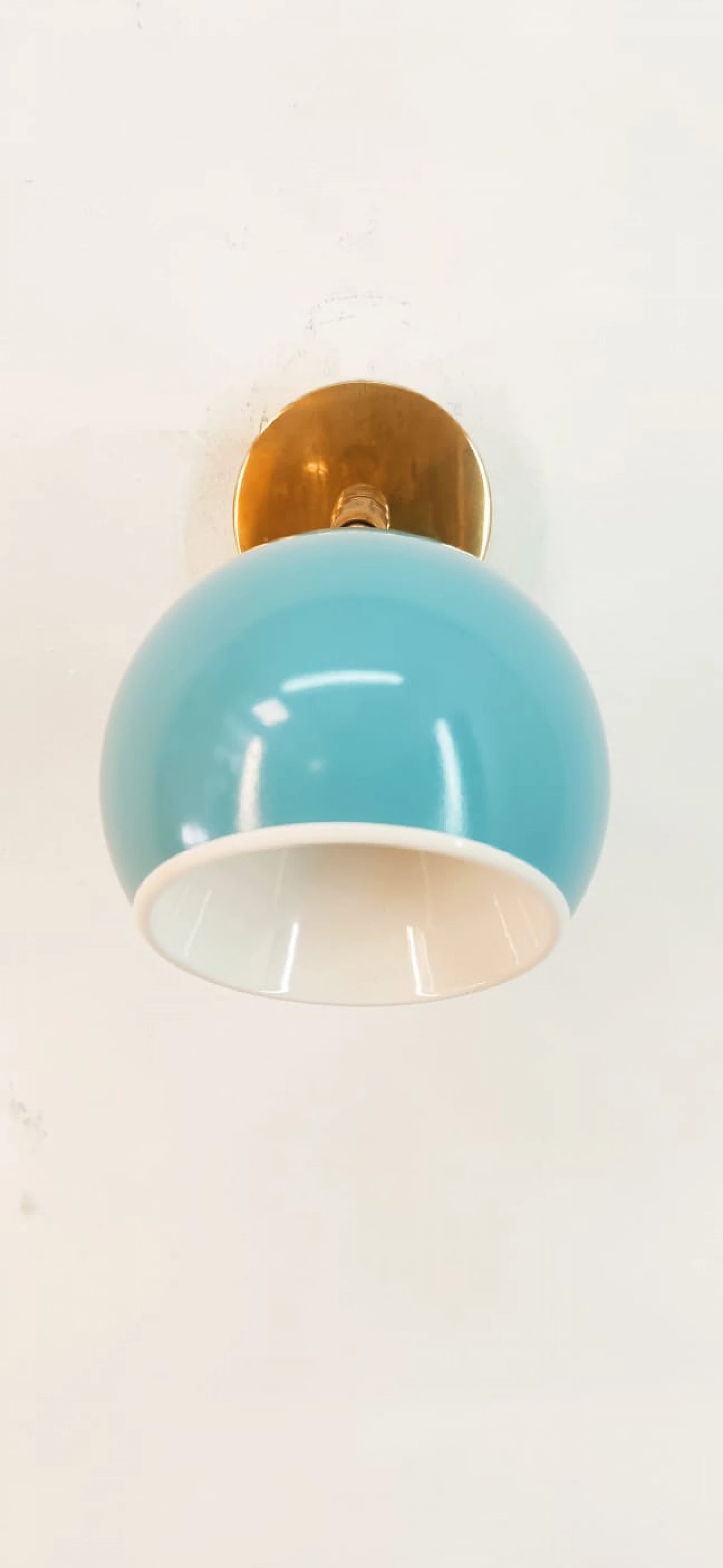 Brass and light blue metal adjustable wall light, 1970s 6