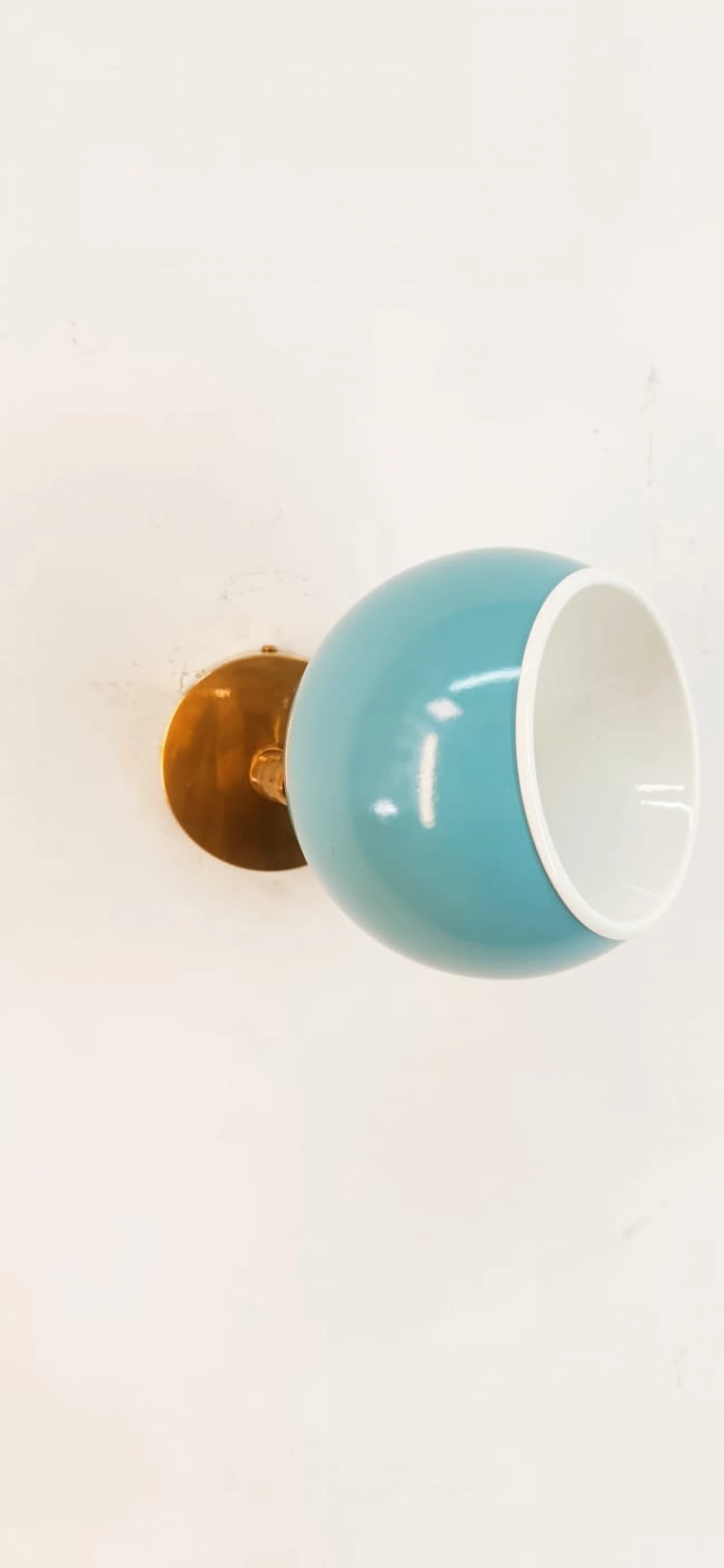 Brass and light blue metal adjustable wall light, 1970s 8