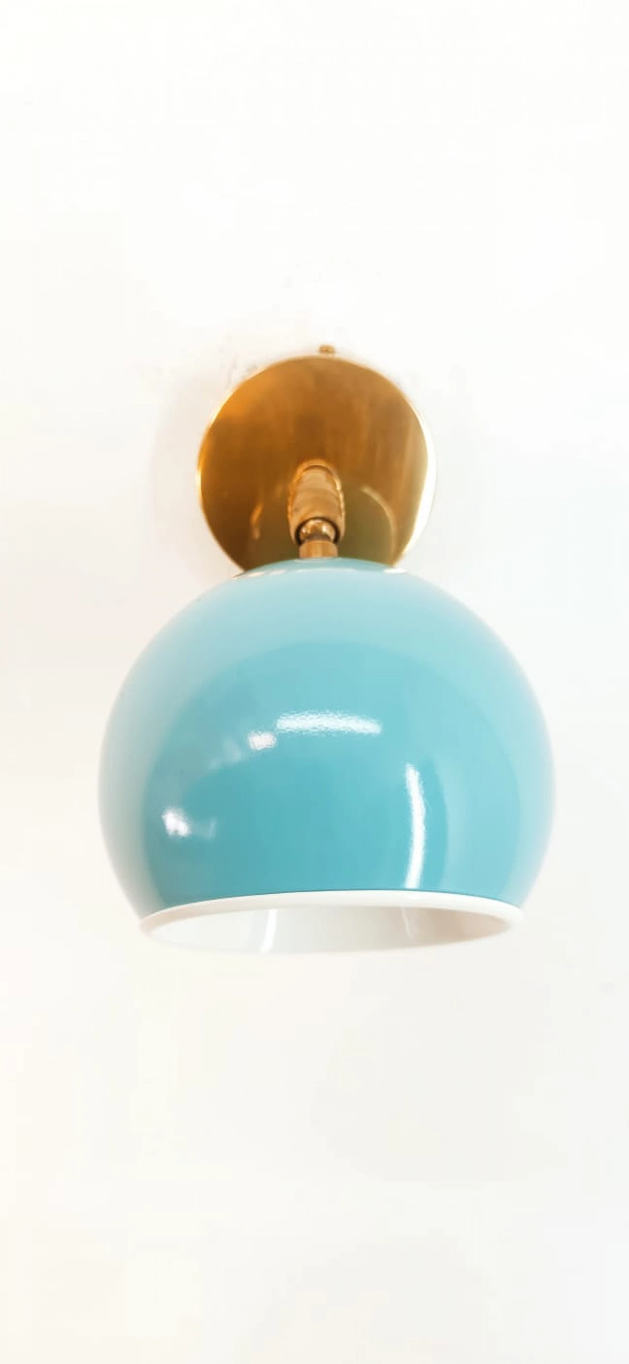 Brass and light blue metal adjustable wall light, 1970s 10