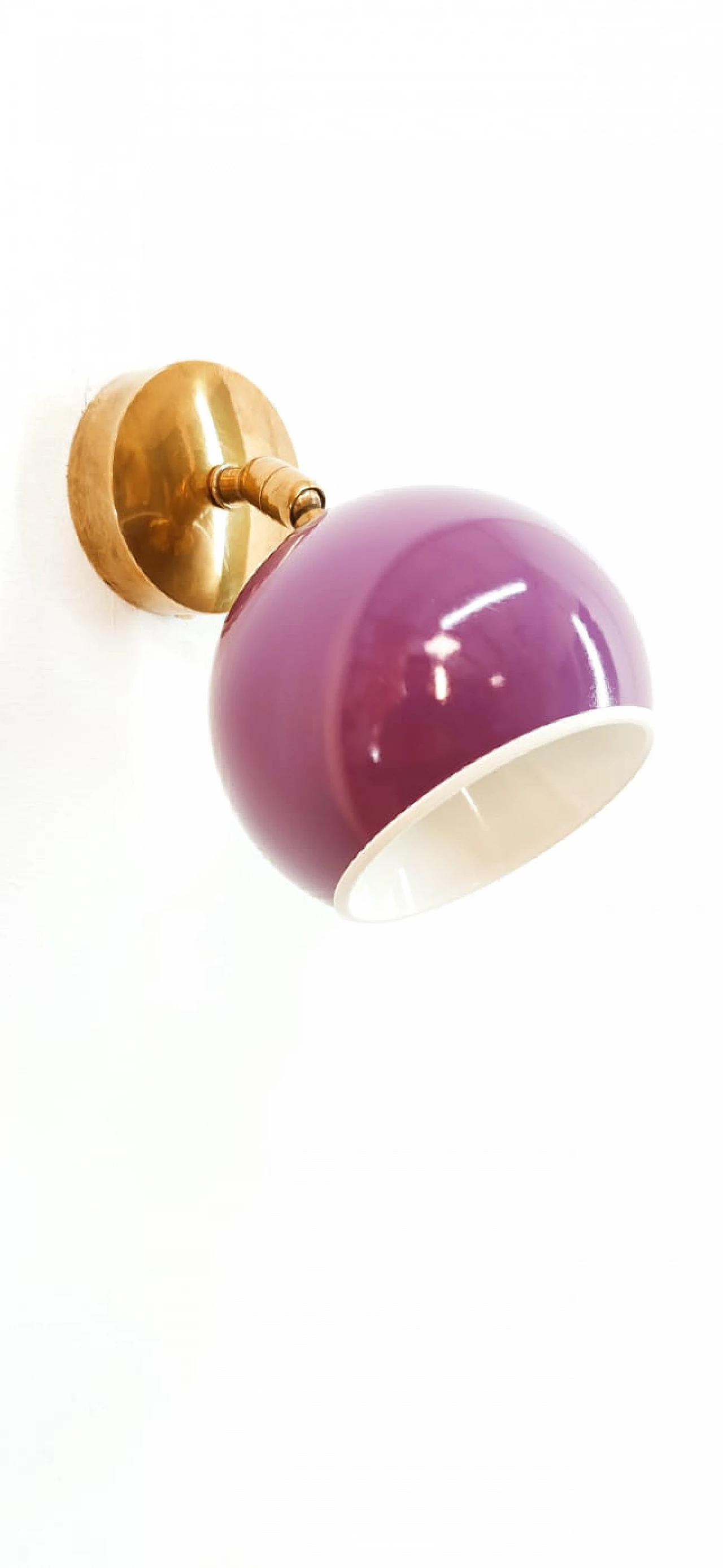 Brass and purple metal adjustable wall light, 1970s 2