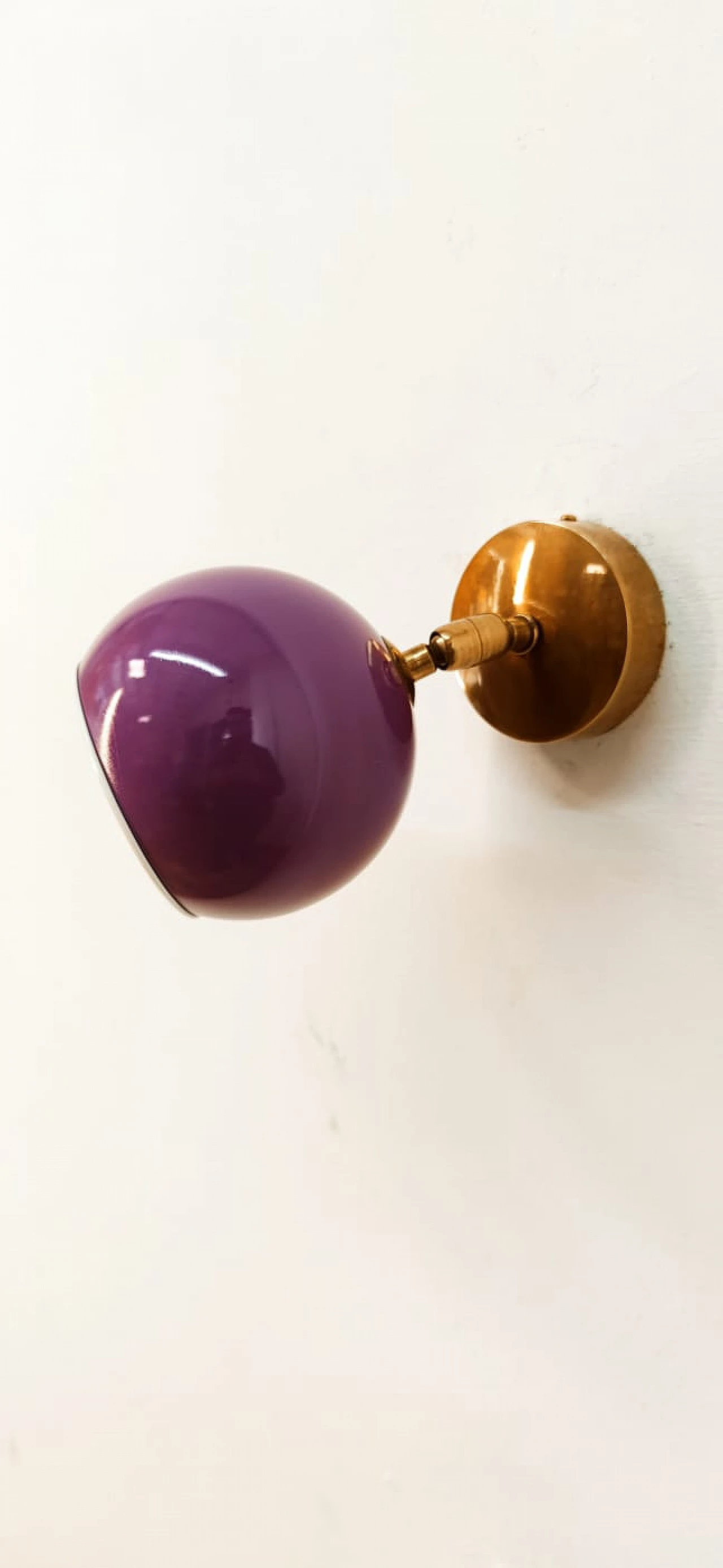 Brass and purple metal adjustable wall light, 1970s 4