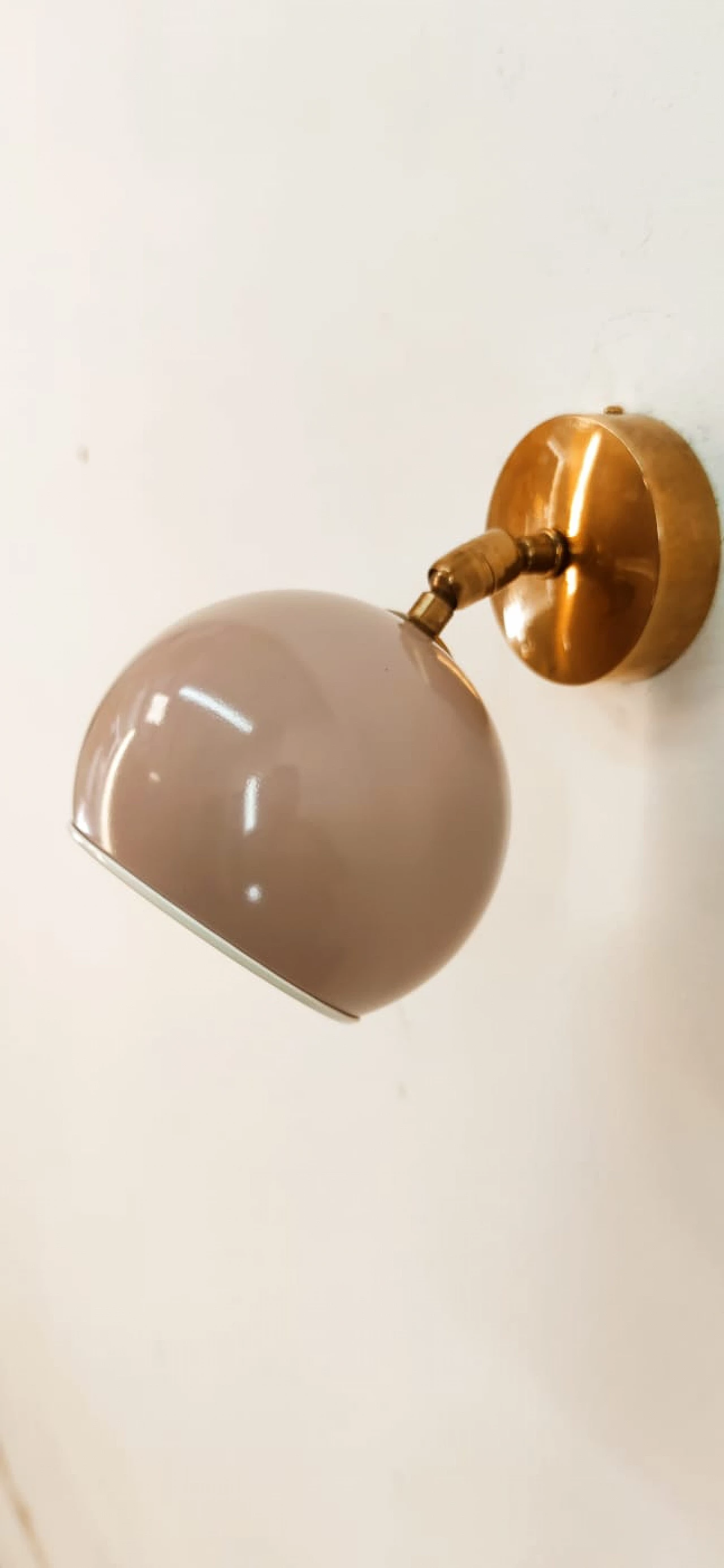Brass and mauve metal adjustable wall light, 1970s 2
