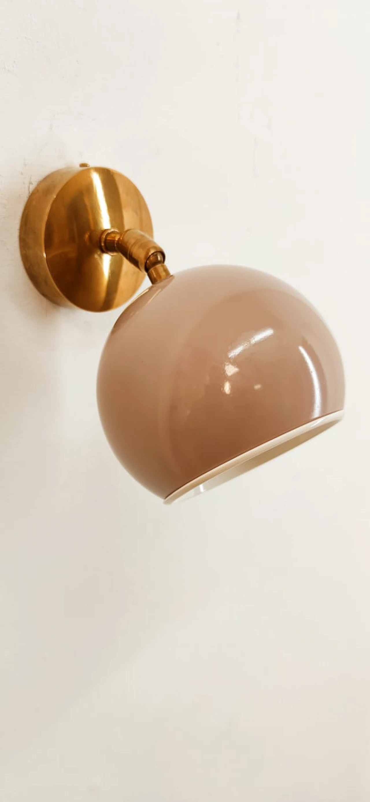 Brass and mauve metal adjustable wall light, 1970s 3
