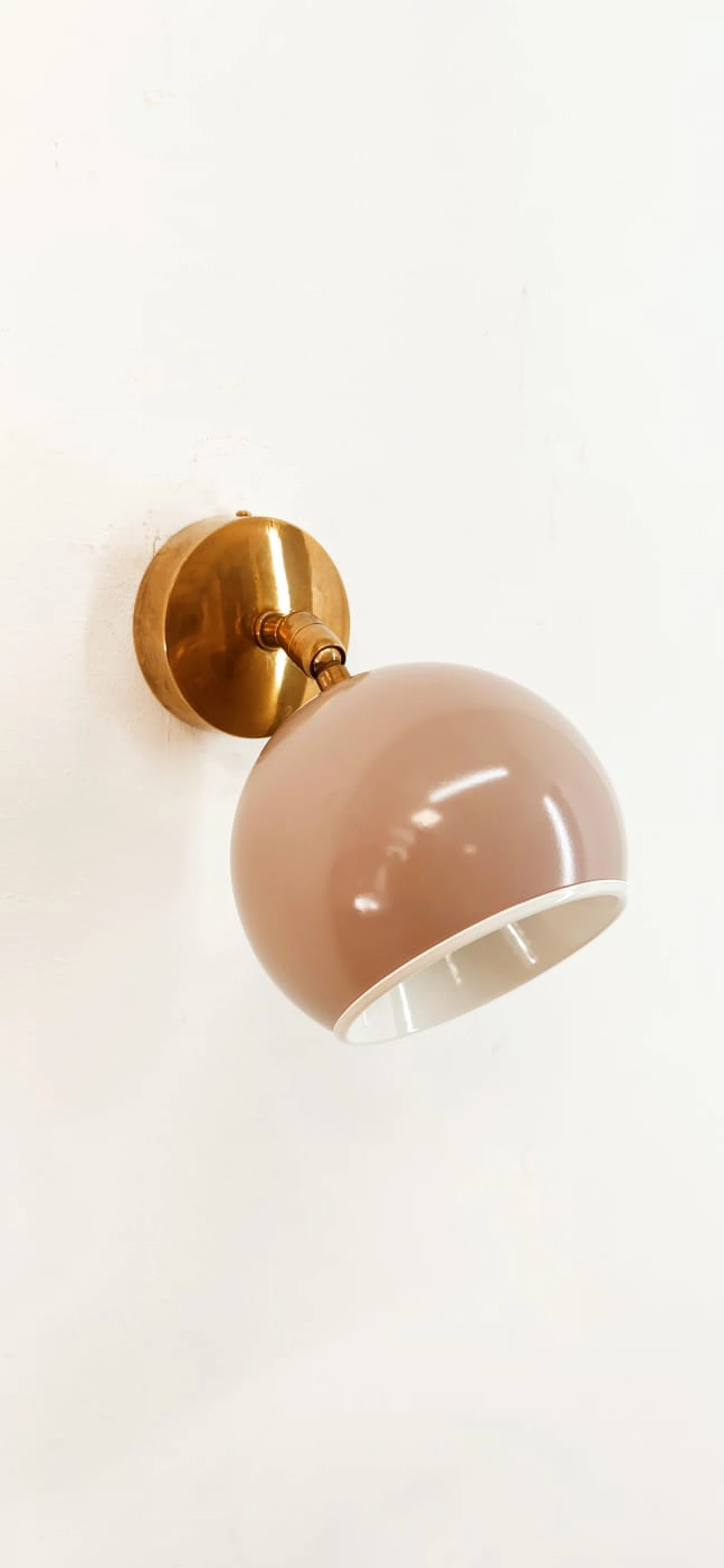 Brass and mauve metal adjustable wall light, 1970s 7