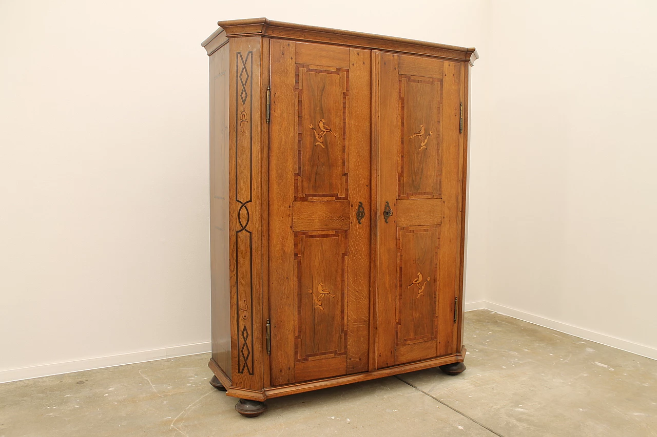 Armadio Barocco in quercia massiccio con intarsi in noce, fine '700 4