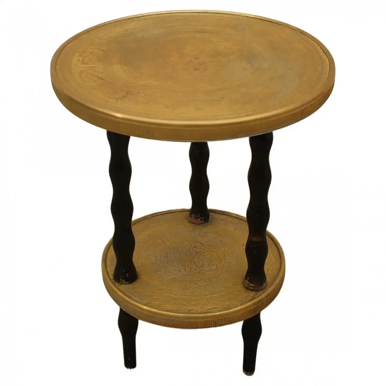 Art Deco round walnut and brass coffee table, 1930s 1