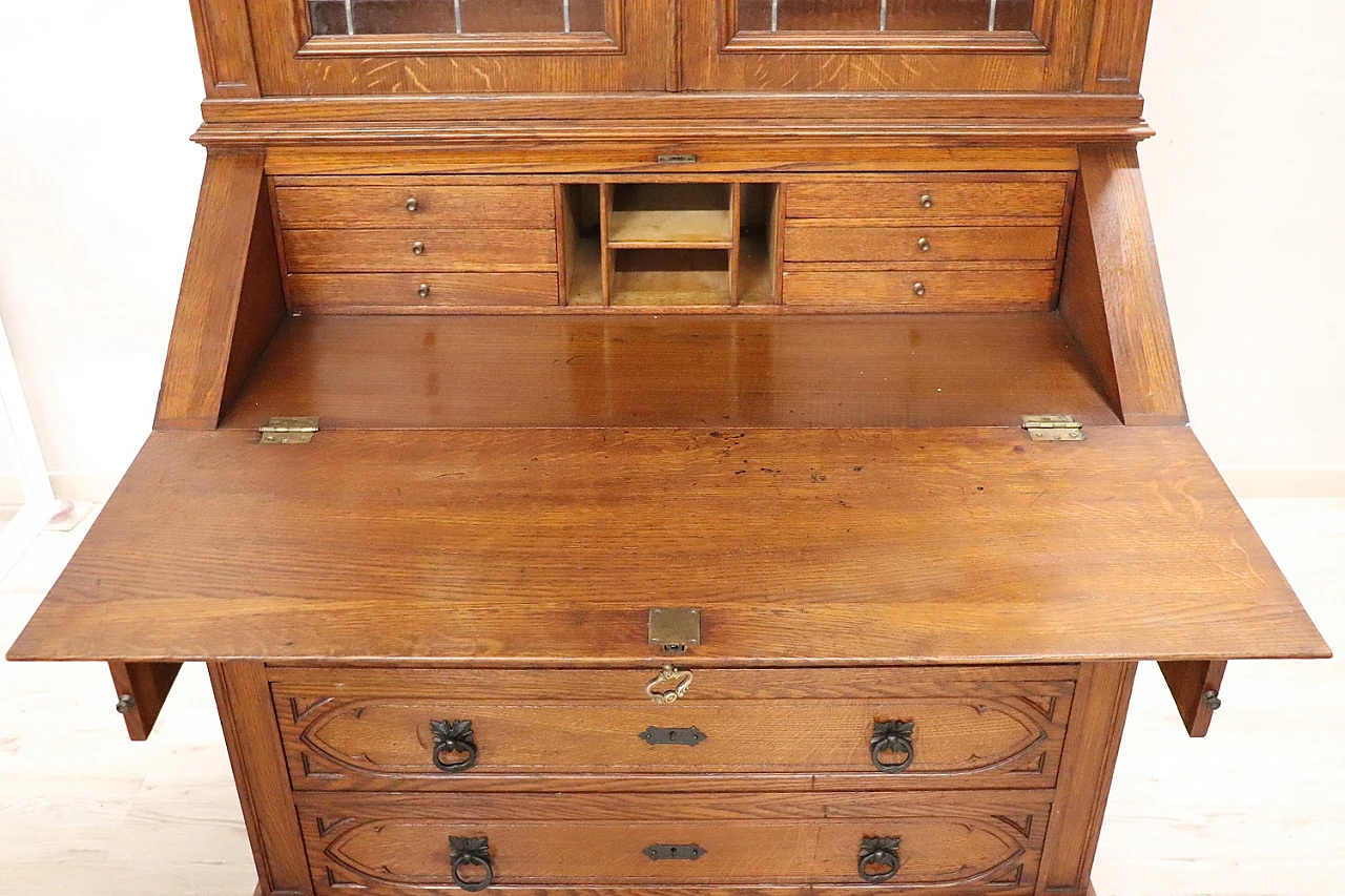 Gothic style solid chestnut trumeau, early 20th century 7