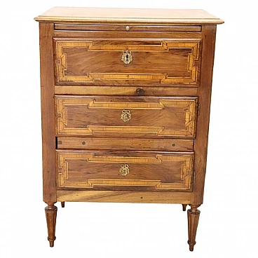 Louis XVI inlaid solid walnut chest of drawers, early 19th century