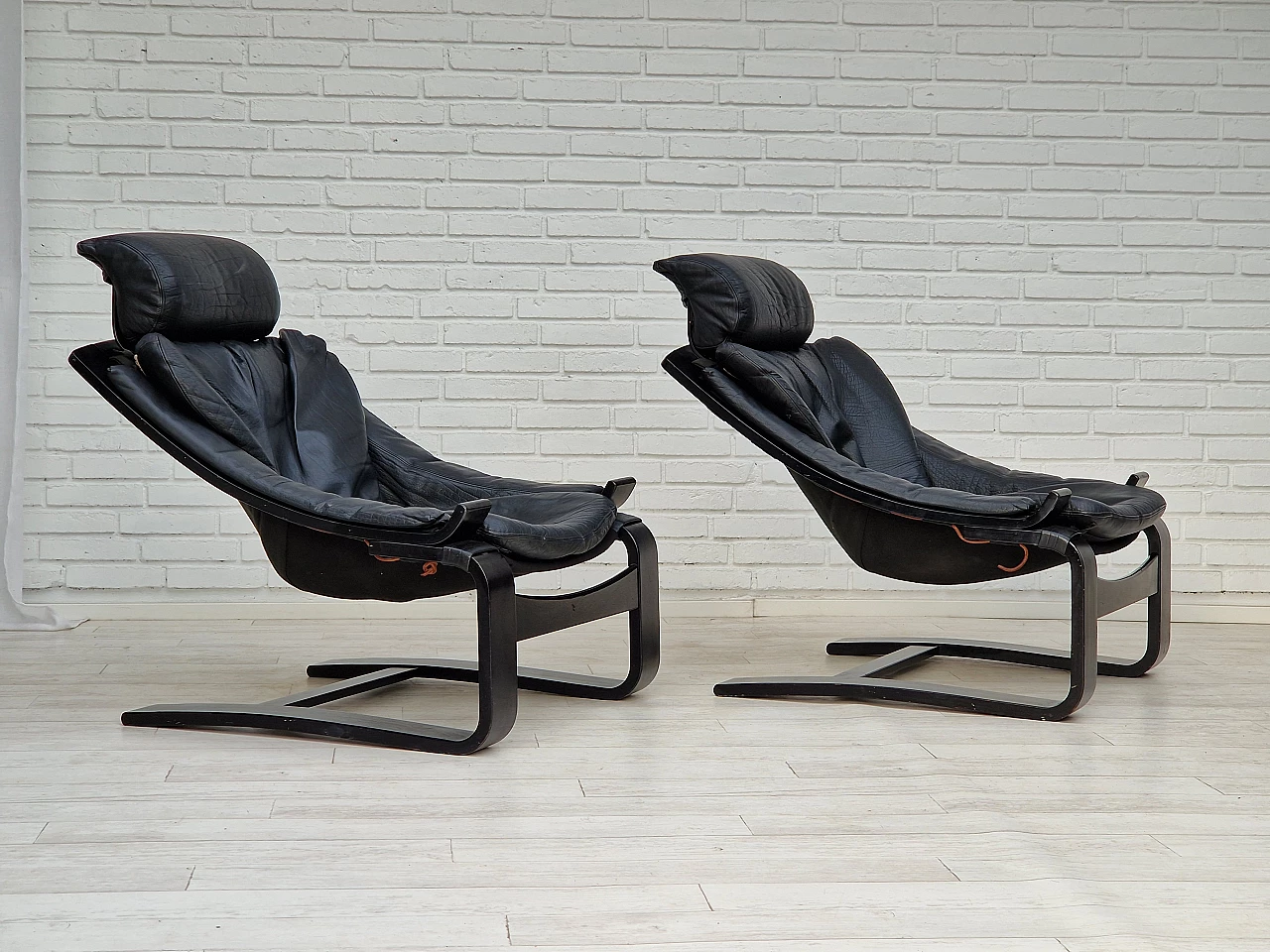 Pair of Kroken armchairs by Ake Fribyter for Nelo, 1970s 3