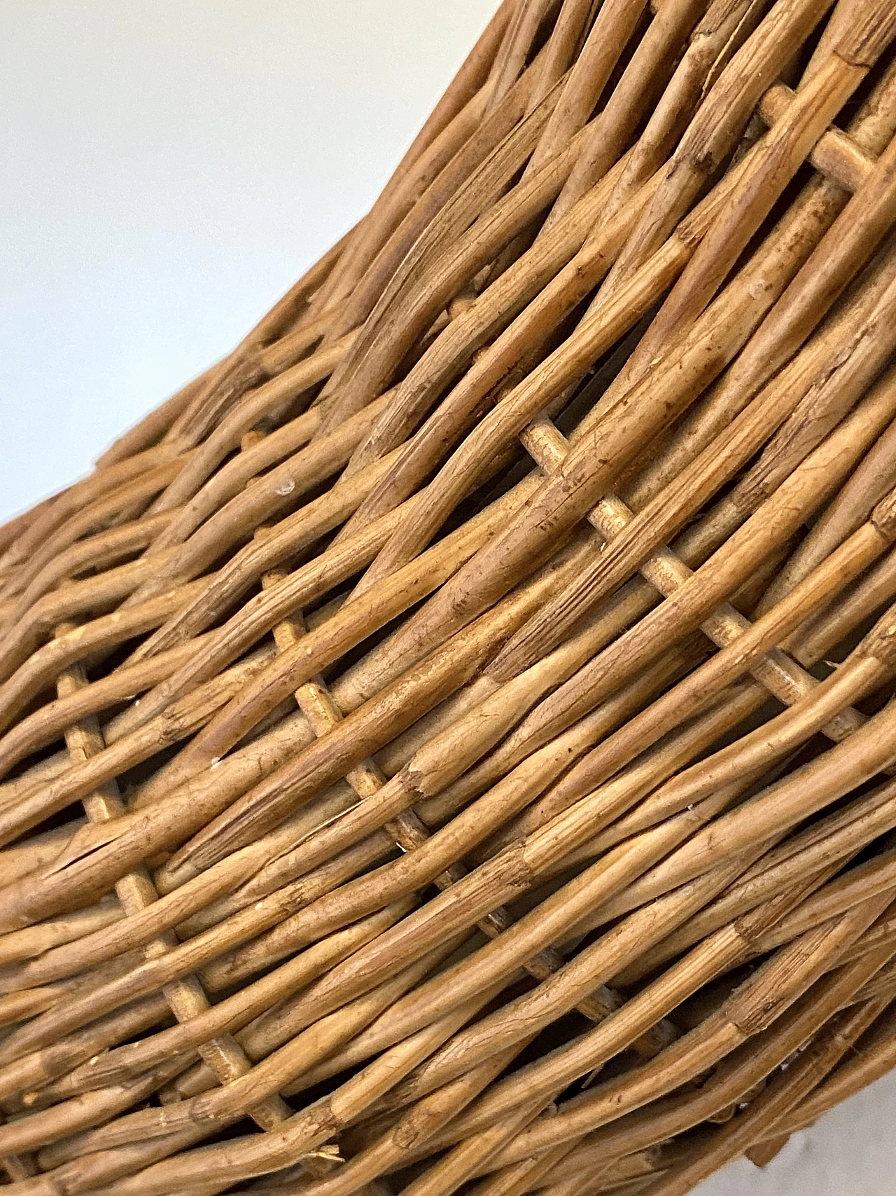 Specchio rotondo in vimini e bambù, anni '80 5