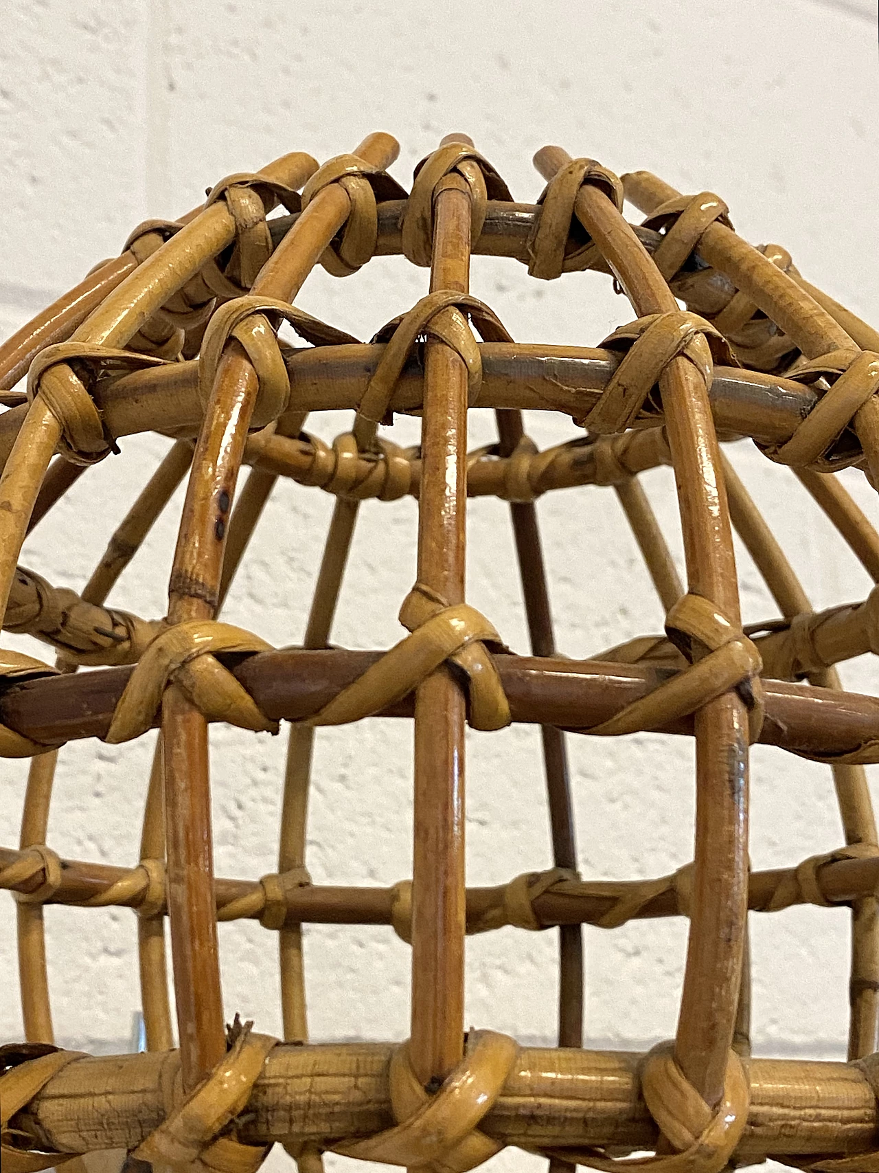 Pair of wicker and bamboo wall lamps, 1970s 9