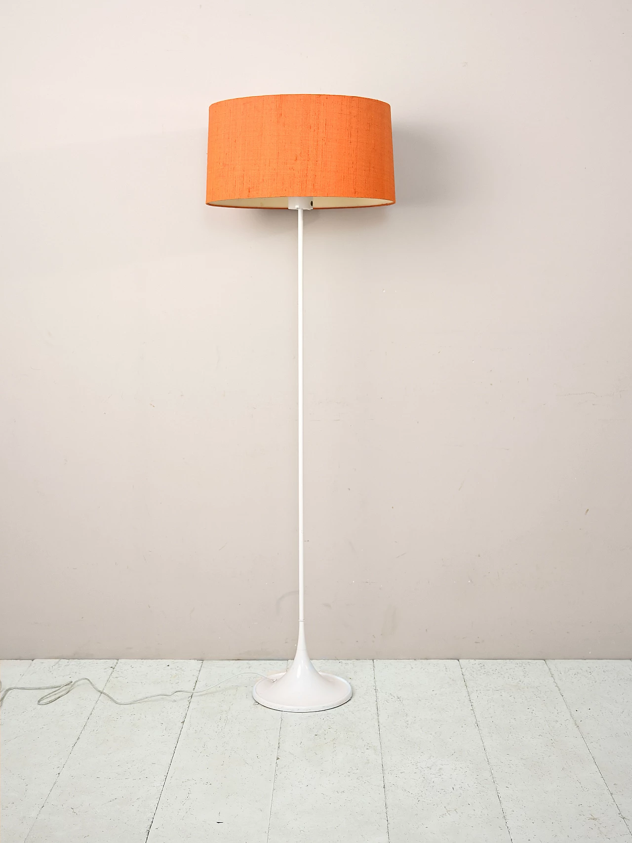 Scandinavian plastic and orange fabric floor lamp, 1960s 2