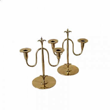 Pair of Art Deco brass candlesticks by Gunner Ander, 1930s