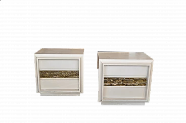 Coppia di comodini con maniglia in bronzo dorato di Luciano Frigerio, anni '70