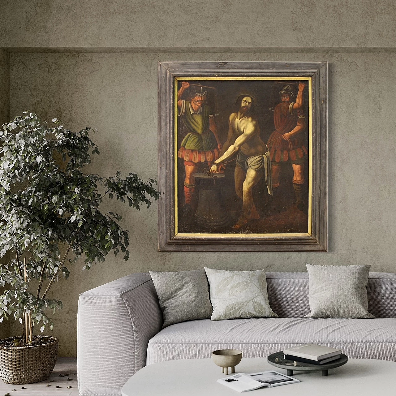Dipinto di Flagellazione di Gesù, olio su tela, '600 4