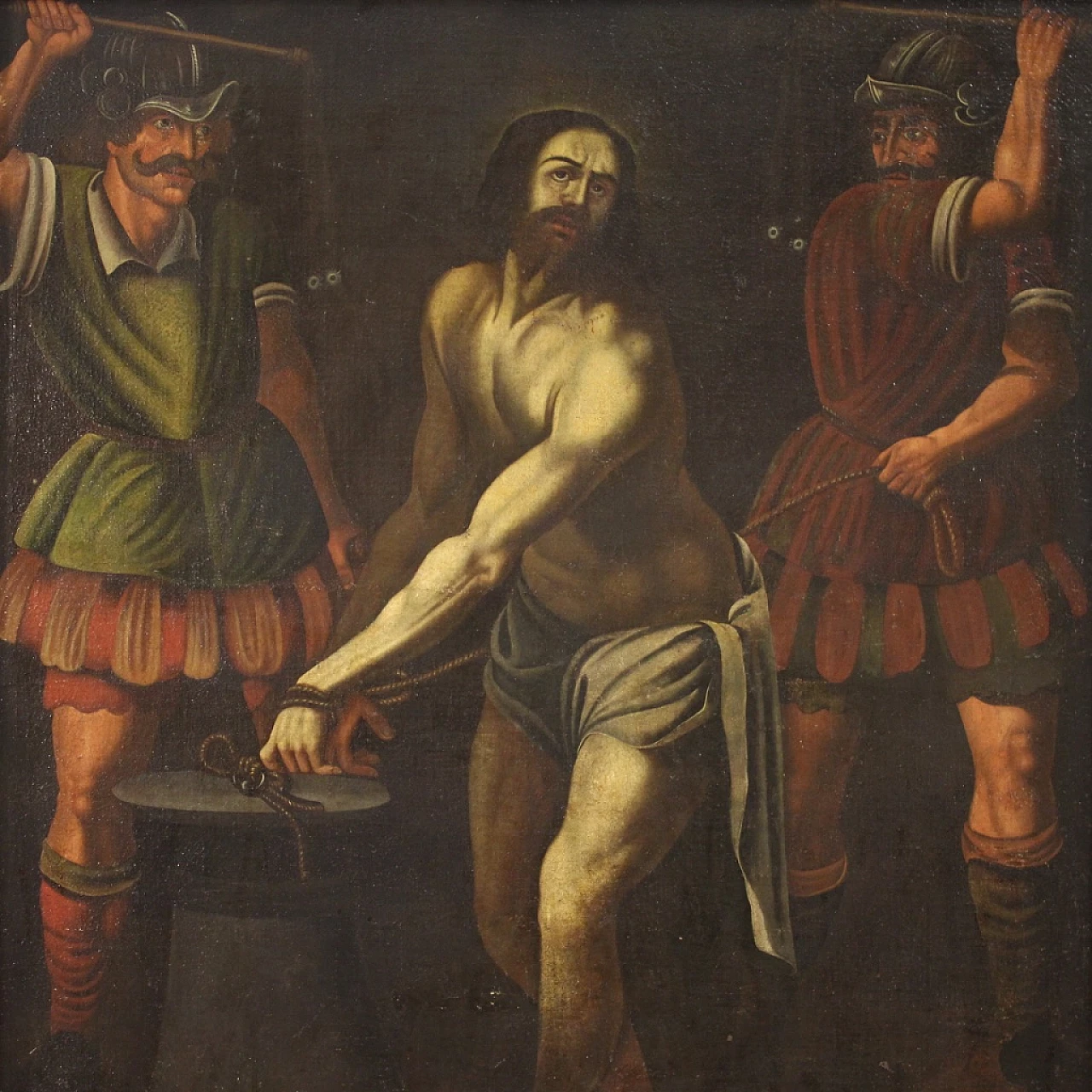 Dipinto di Flagellazione di Gesù, olio su tela, '600 5
