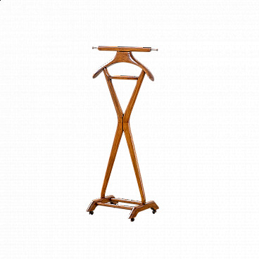 Wood valet stand with casters by Fratelli Reguitti, 1950s