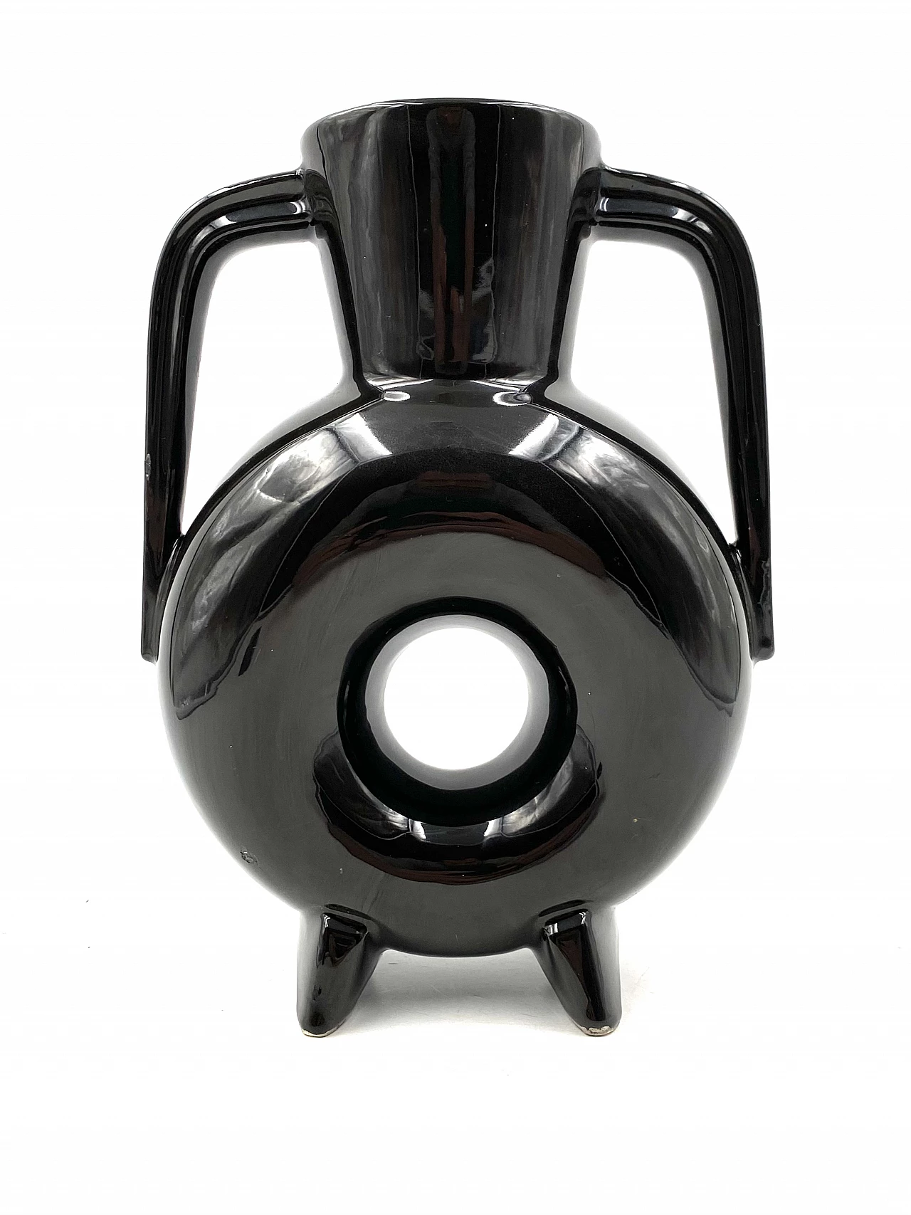 Modern black ceramic vase, 1970s 1