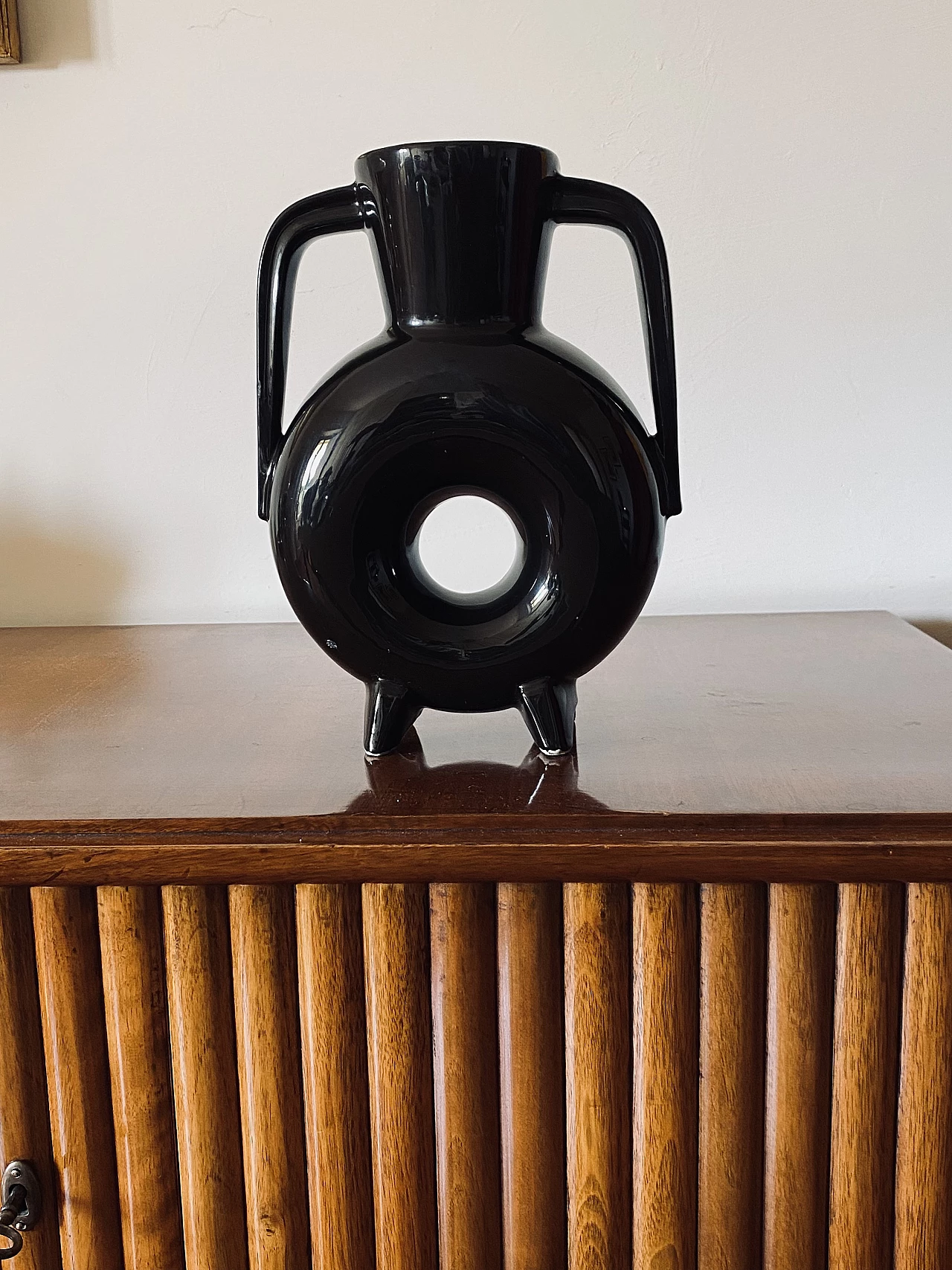 Vaso moderno in ceramica nera, anni '70 4