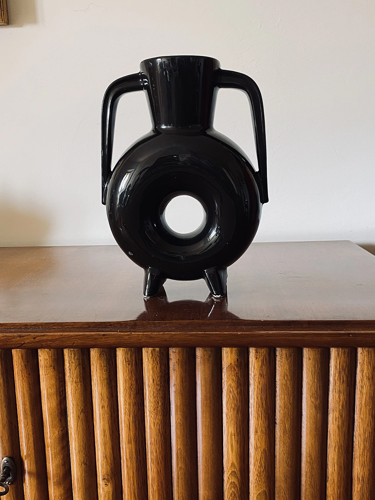 Modern black ceramic vase, 1970s 4