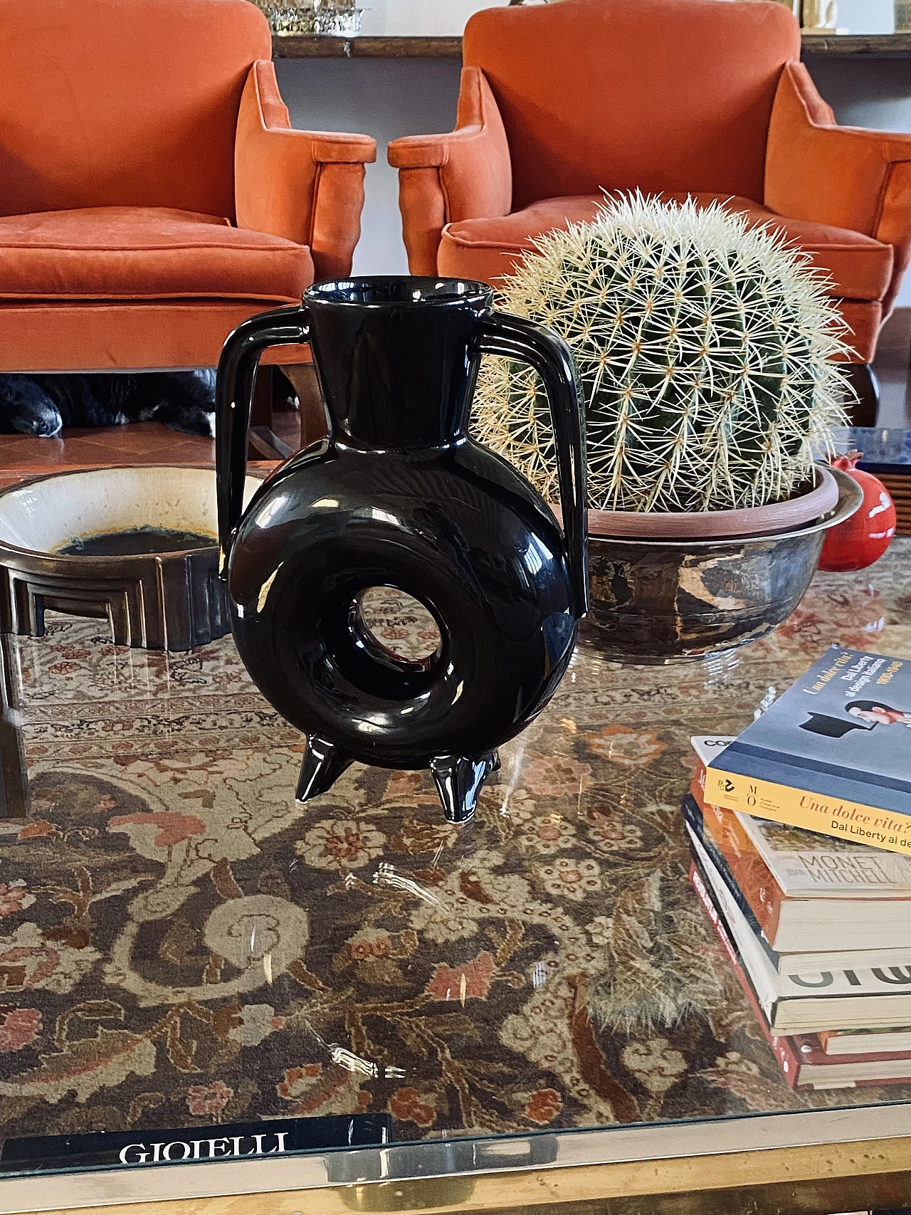 Modern black ceramic vase, 1970s 5